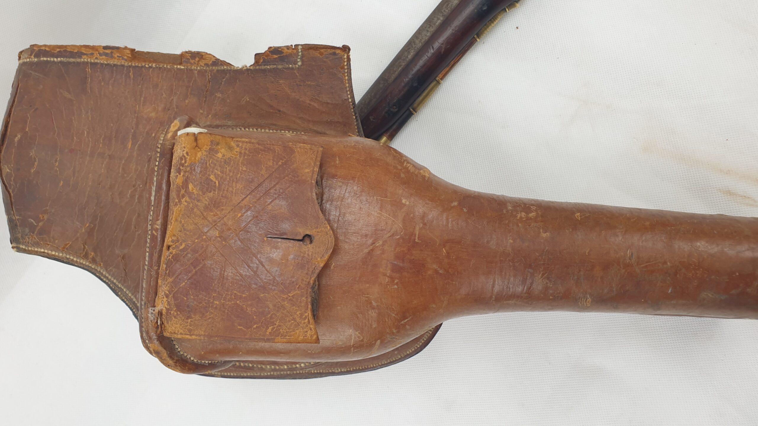 Rare Brass Version 1744 Land Dragoon Flintlock Pistol By Farmer With Holster - Image 18