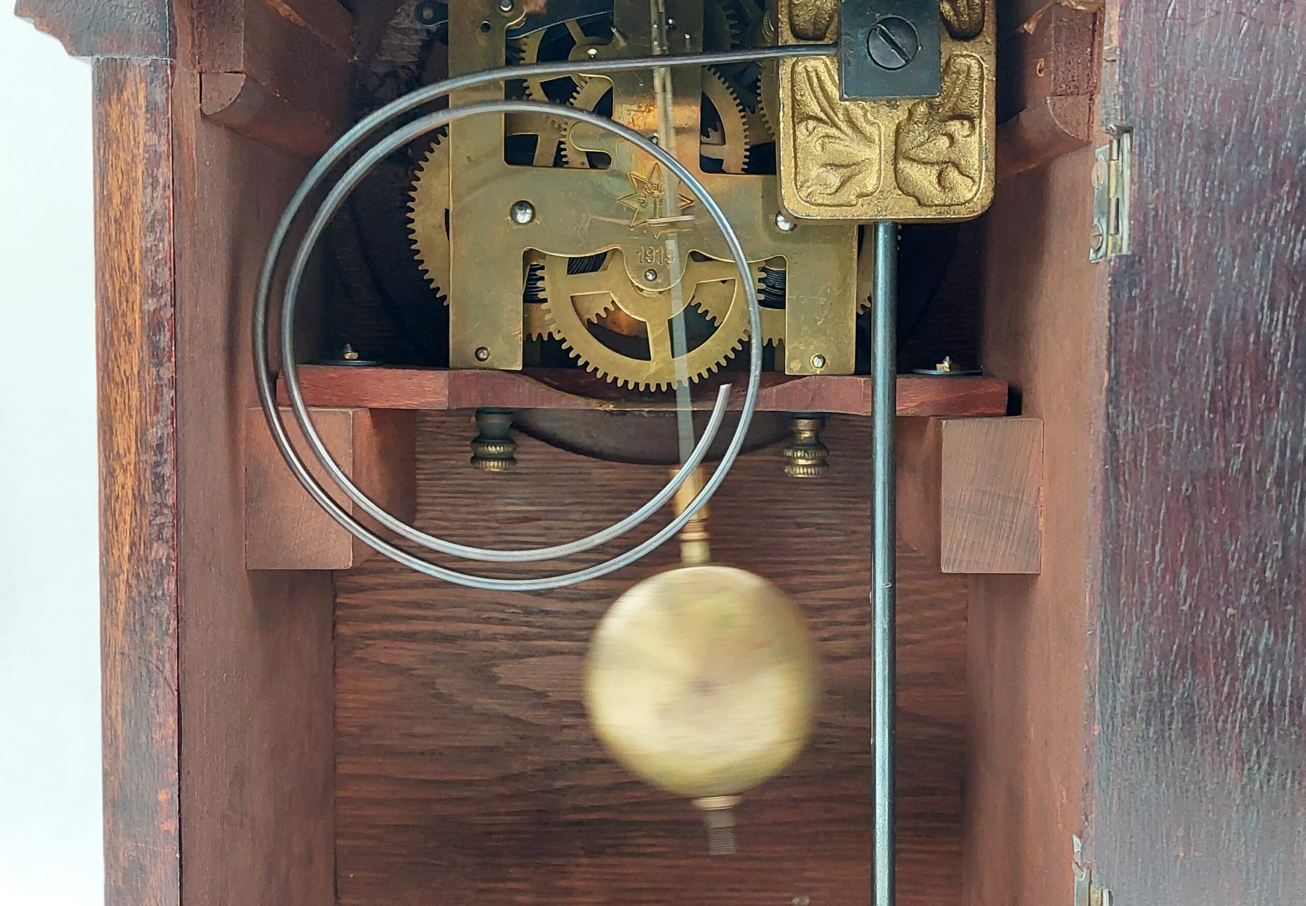 1919 Dated Oak Bracket Clock By Junghans* - Image 3