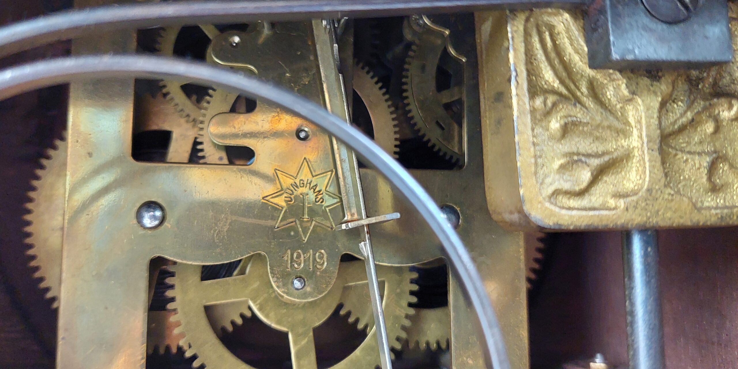 1919 Dated Oak Bracket Clock By Junghans* - Image 4