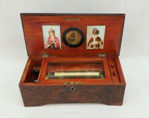 19th Century Four Tune Musical Box With Integral Clock