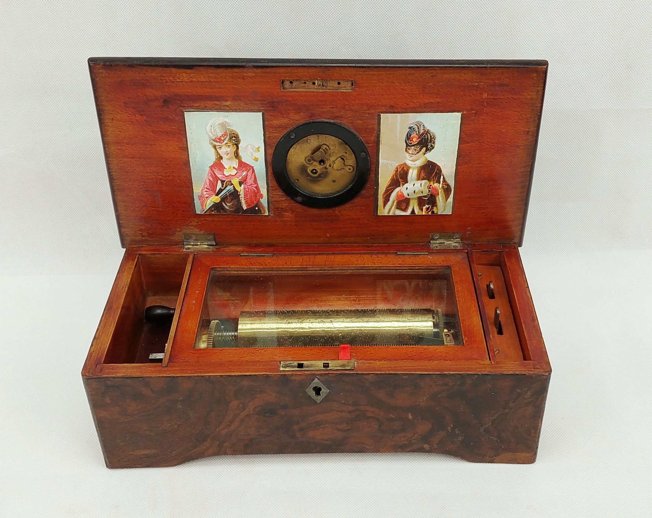 19th Century Four Tune Musical Box With Integral Clock
