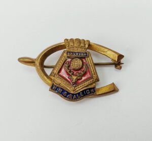 Circa WW2 HMS Raleigh Gilt And Enamel Sweetheart Brooch