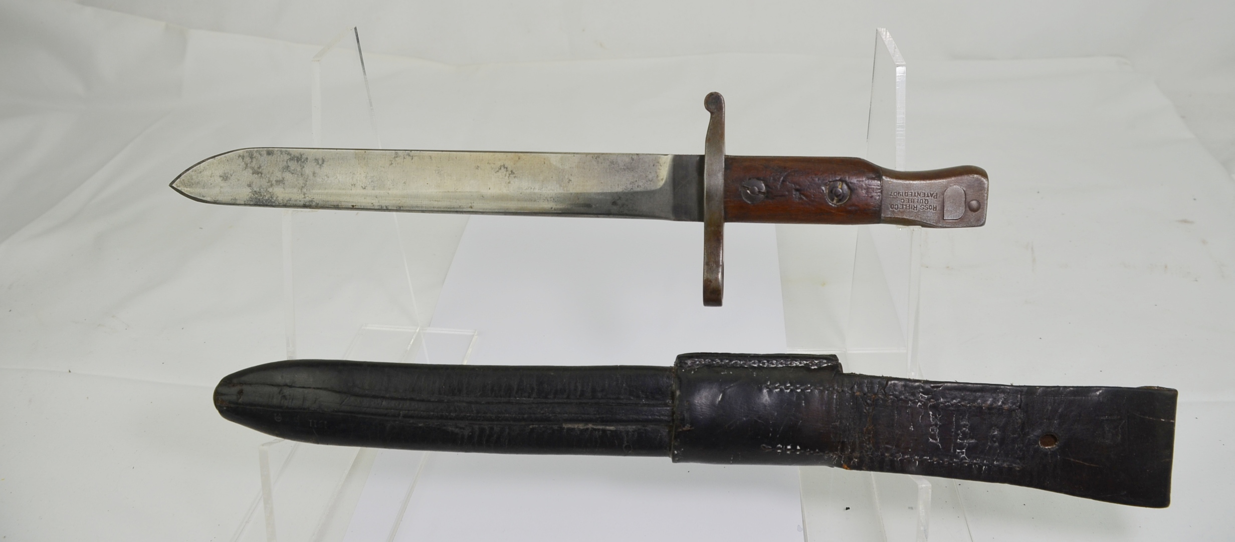 Pre-WW1 Canadian 1st Pattern Unit Marked Ross Bayonet With Original Scabbard And Frog - Image 5
