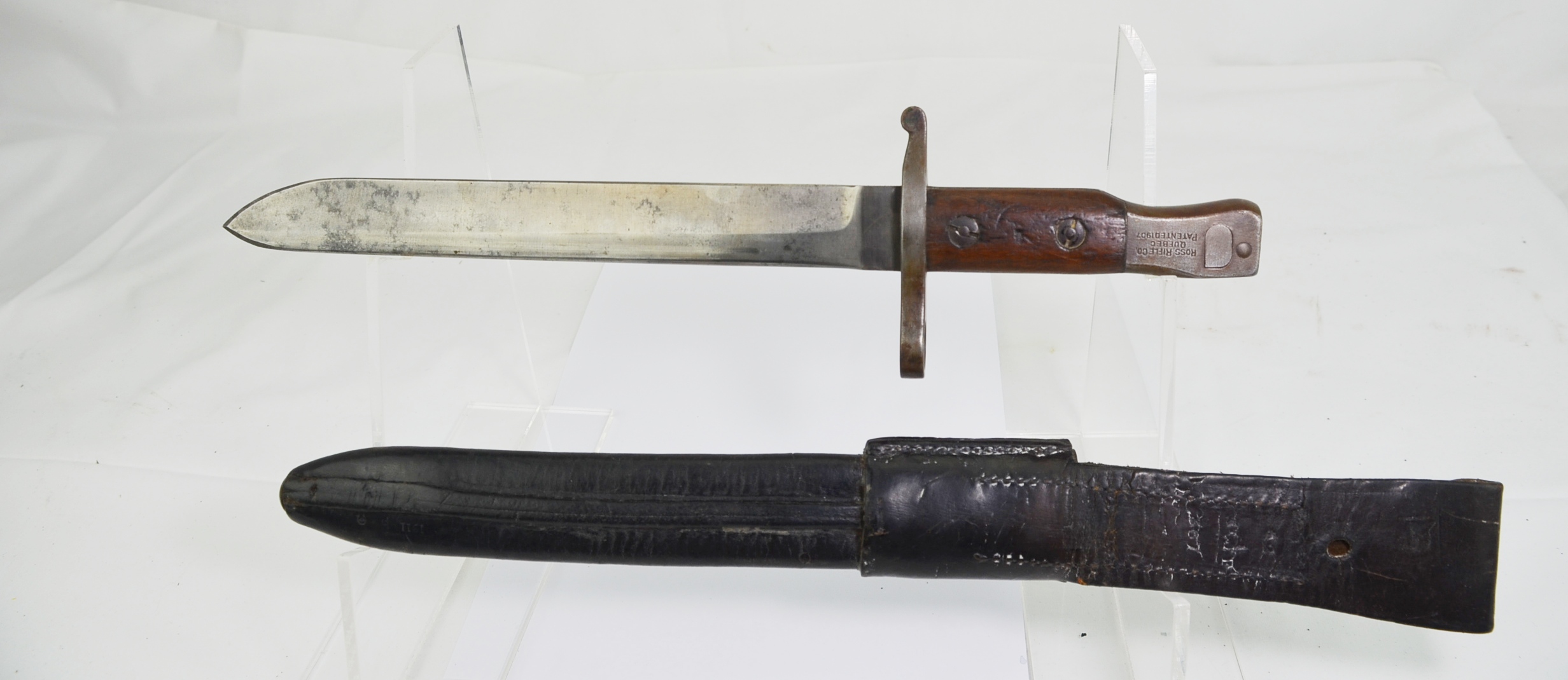 Pre-WW1 Canadian 1st Pattern Unit Marked Ross Bayonet With Original Scabbard And Frog - Image 6