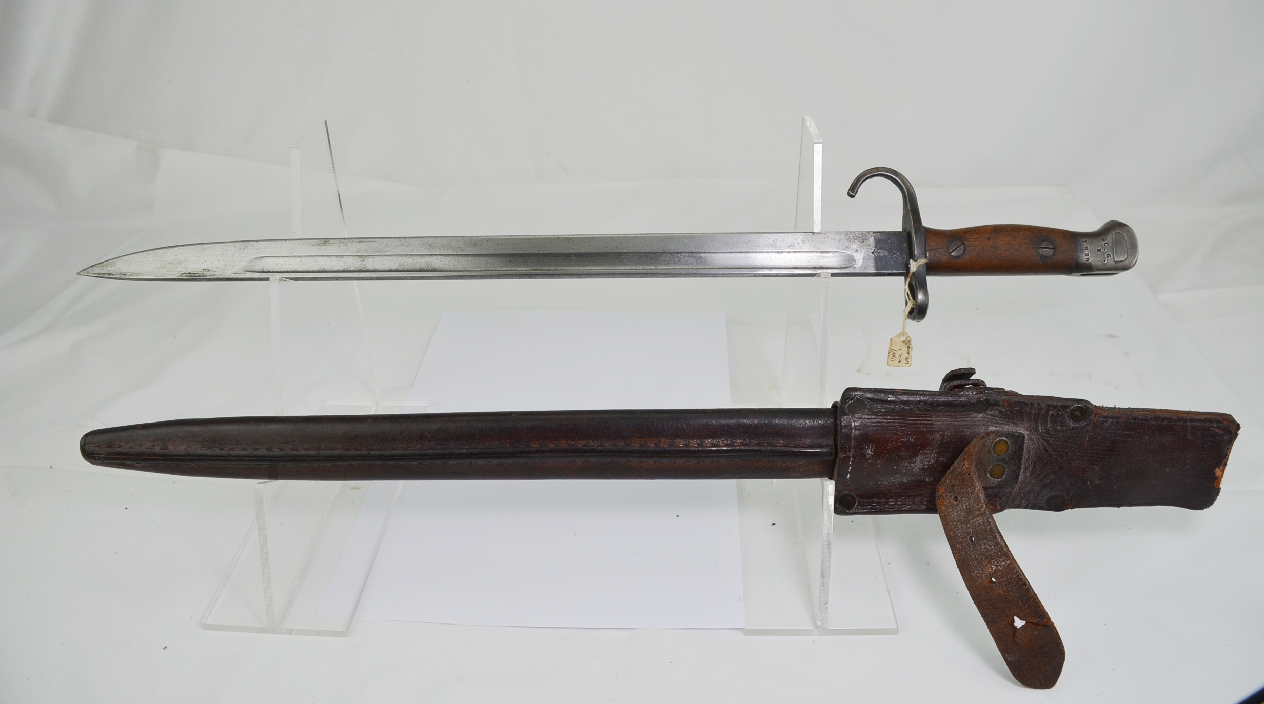 Rare British Mark I 1907 Pattern Hooked Quillion Bayonet Unit Marked Matching Nos. Sanderson - Image 3