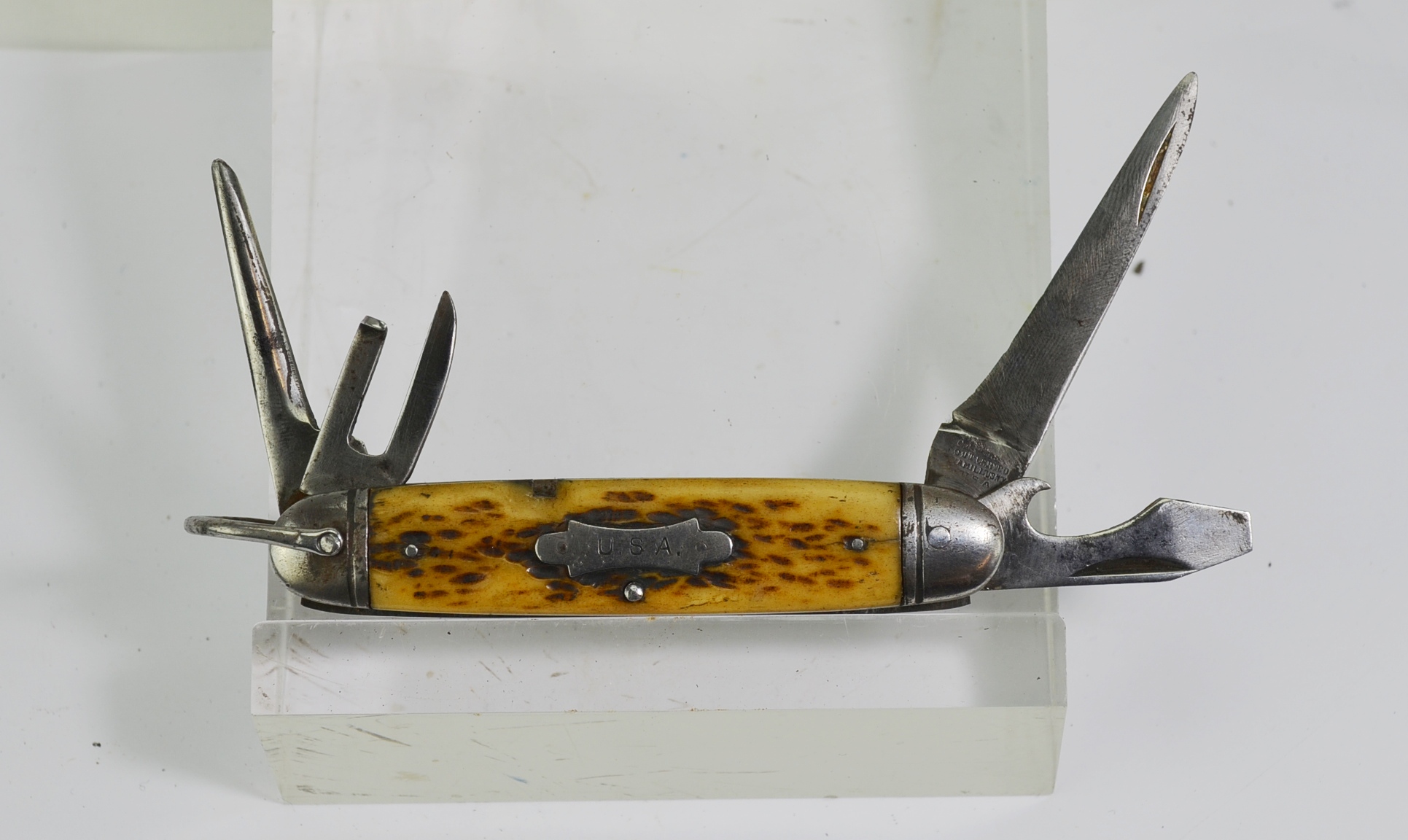 Vintage USA Antler Grip Pocket Knife