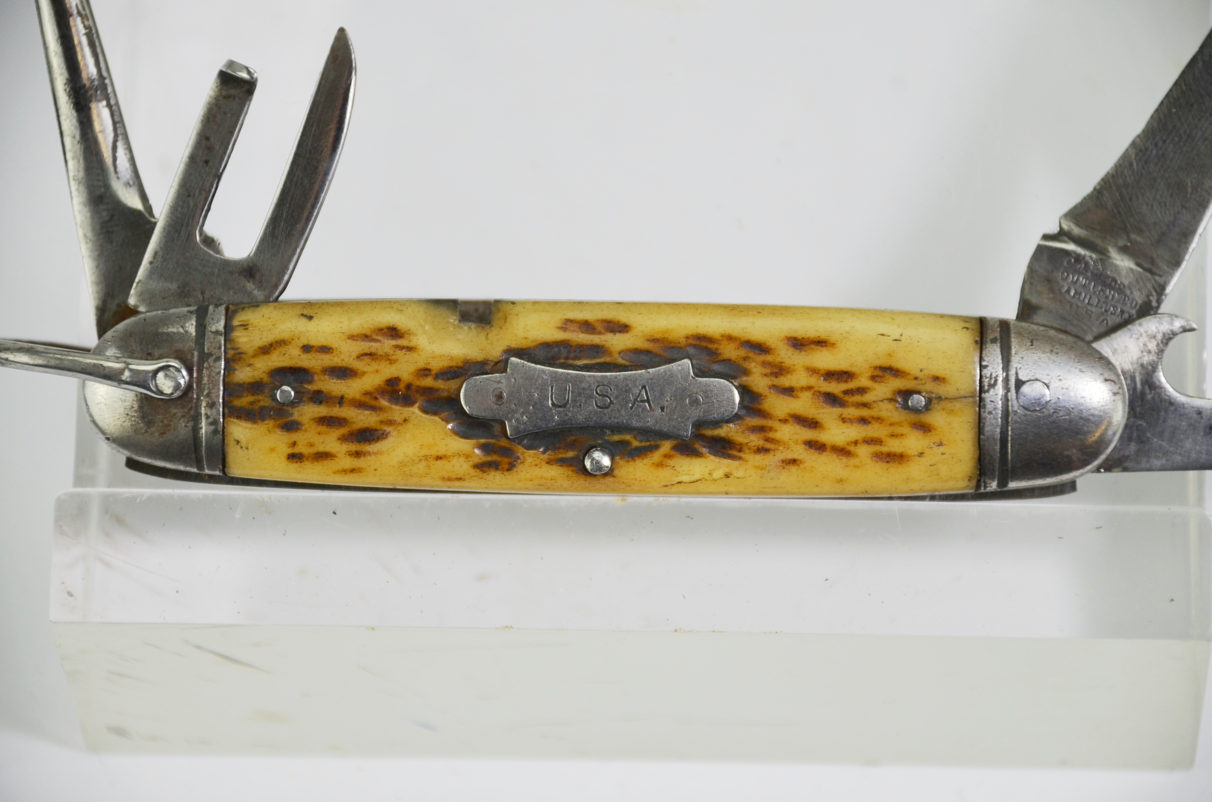 Vintage USA Antler Grip Pocket Knife - Image 3