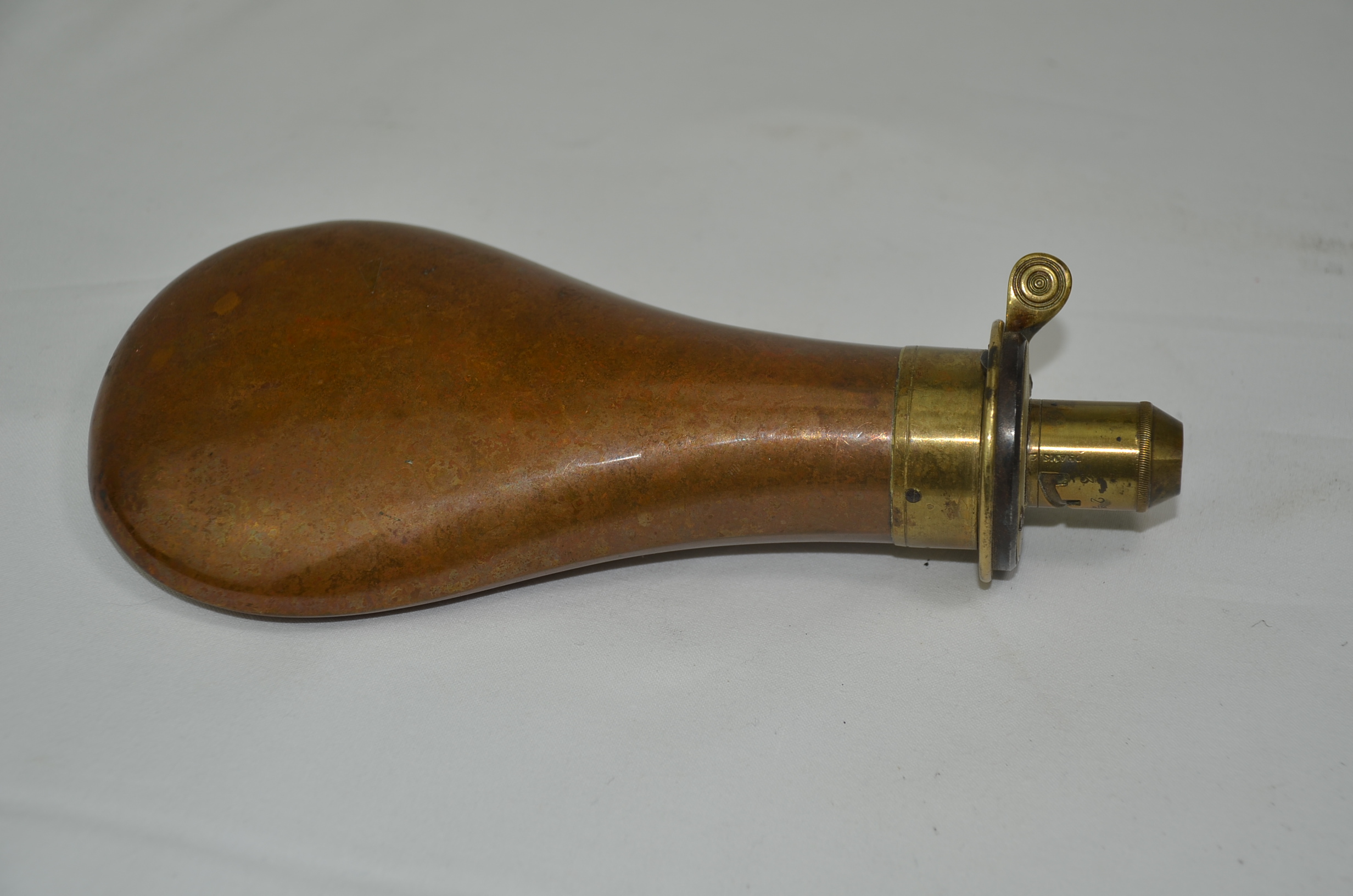 Antique Copper and Brass James Dixon & Sons Powder Flask - Image 3