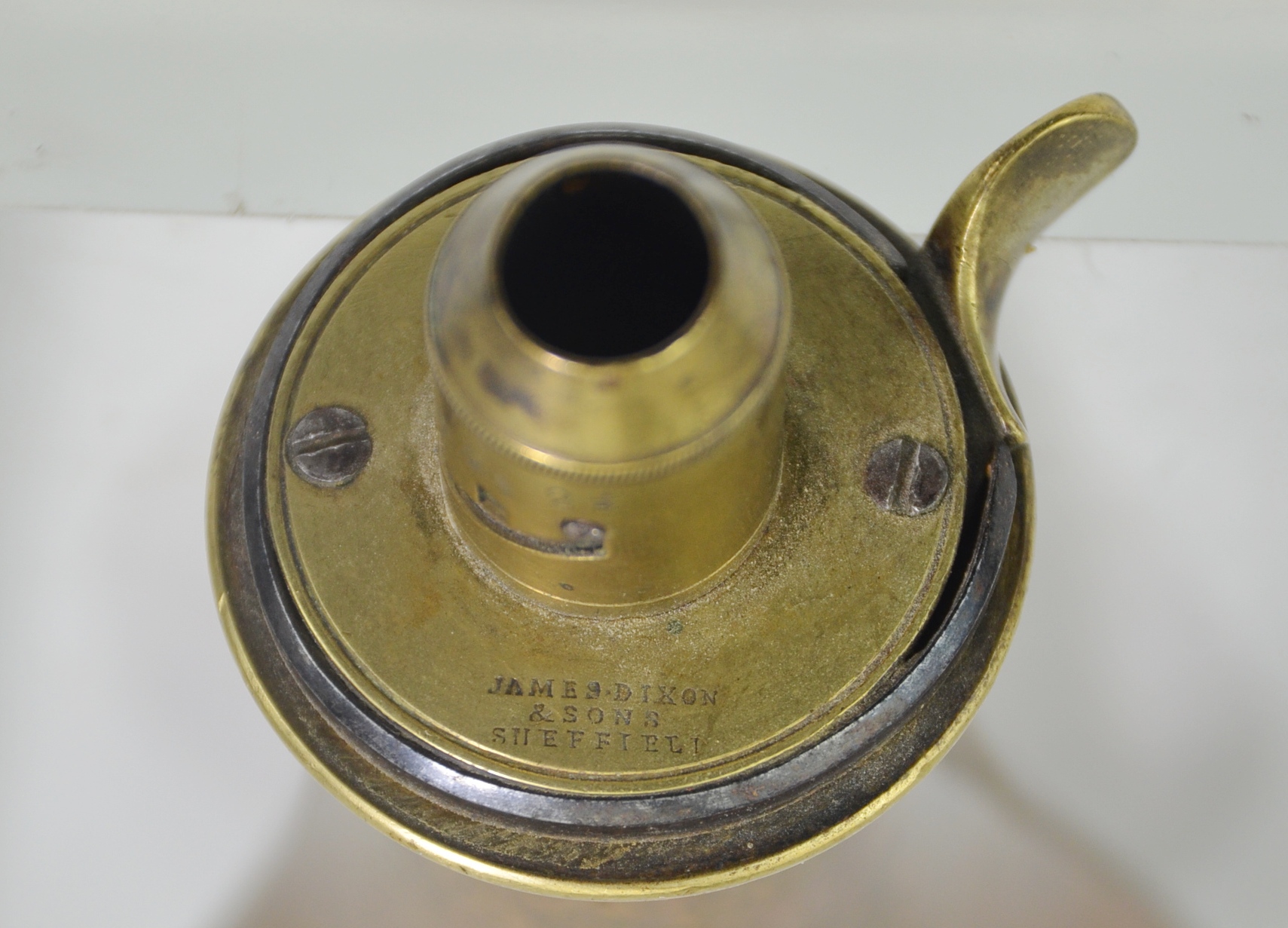 Antique Copper and Brass James Dixon & Sons Powder Flask - Image 4