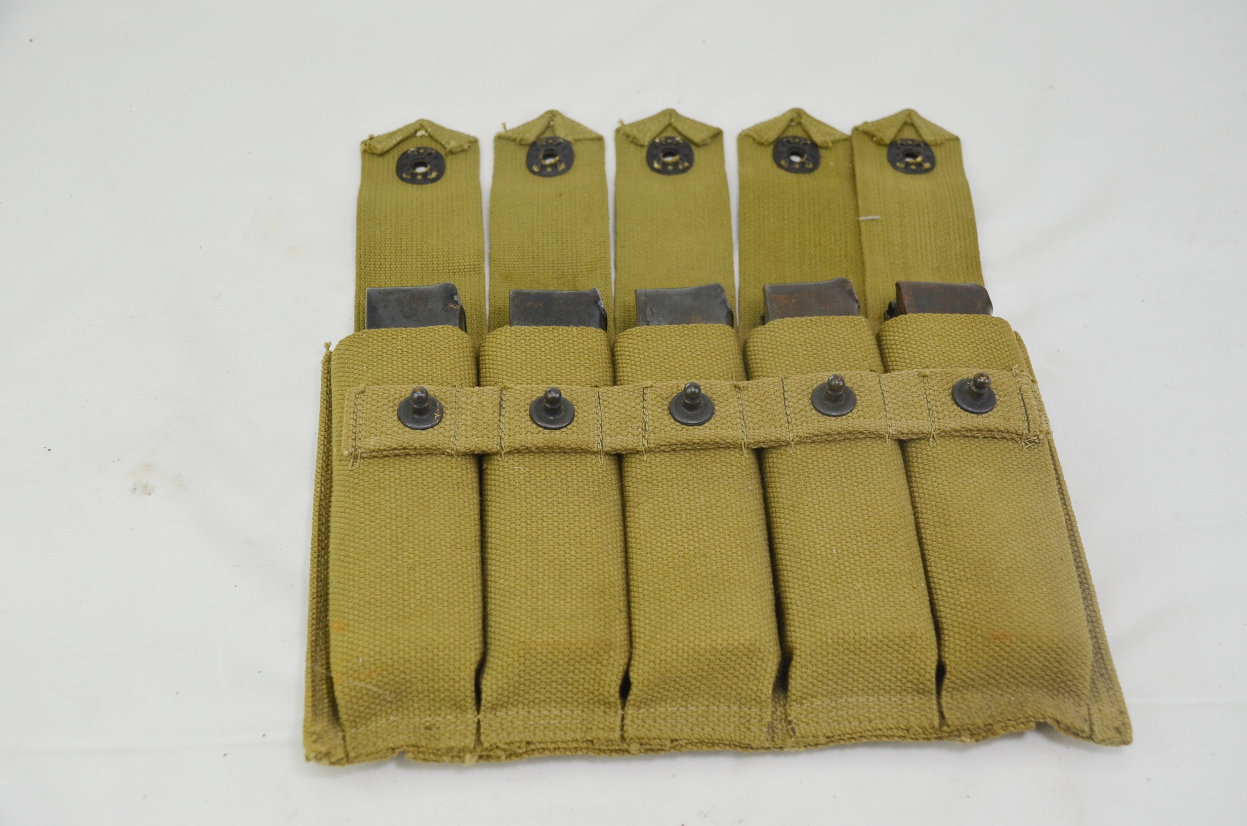 Original WW2 US Army Thompson Pouch and 5 Magazines - Image 2