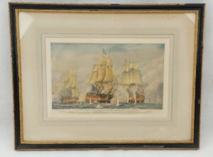 Artists Proof Etching Aquatint Colours Battle Of St. Vincent By Harold Wyllie