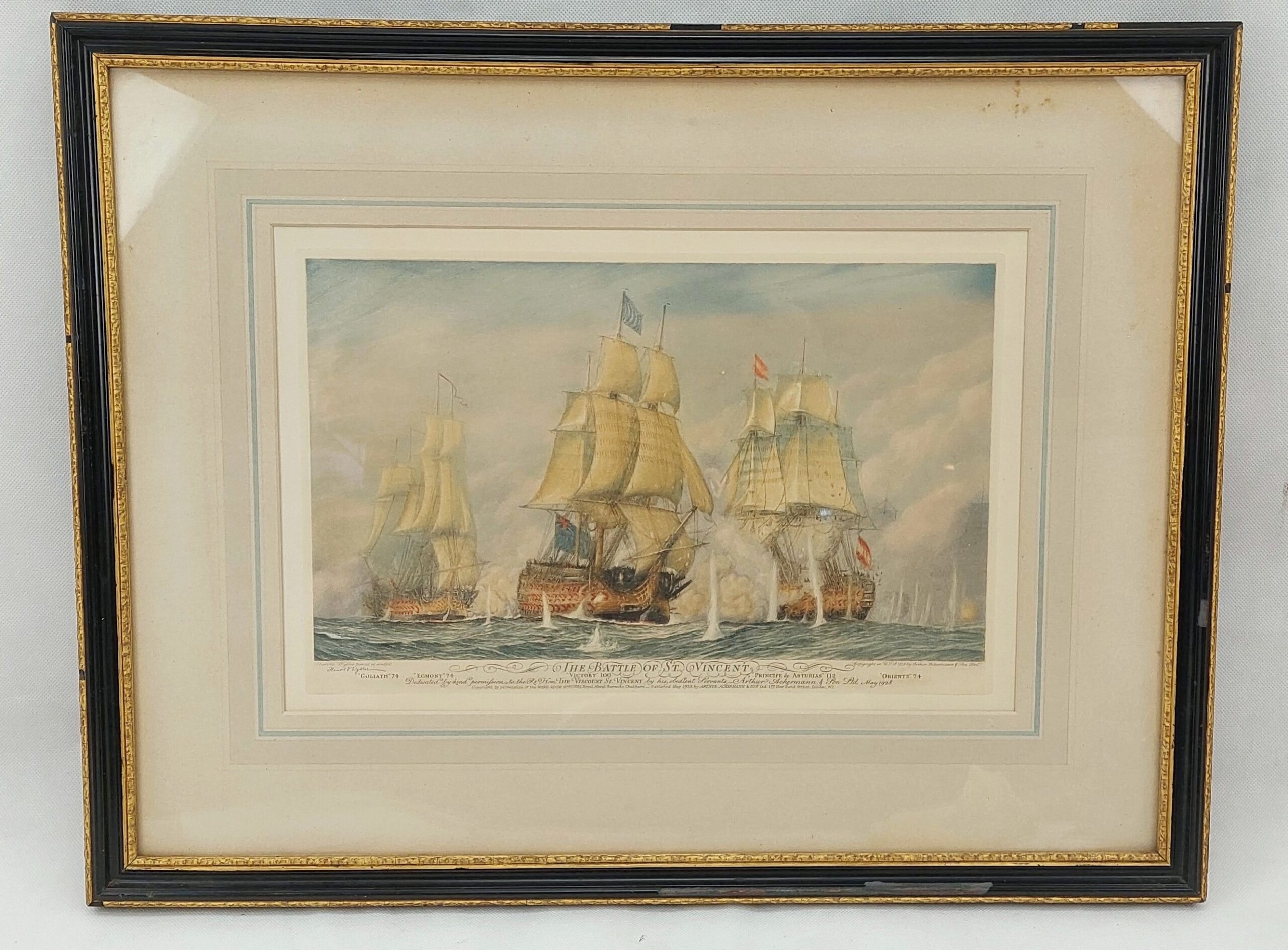 Artists Proof Etching Aquatint Colours Battle Of St. Vincent By Harold Wyllie