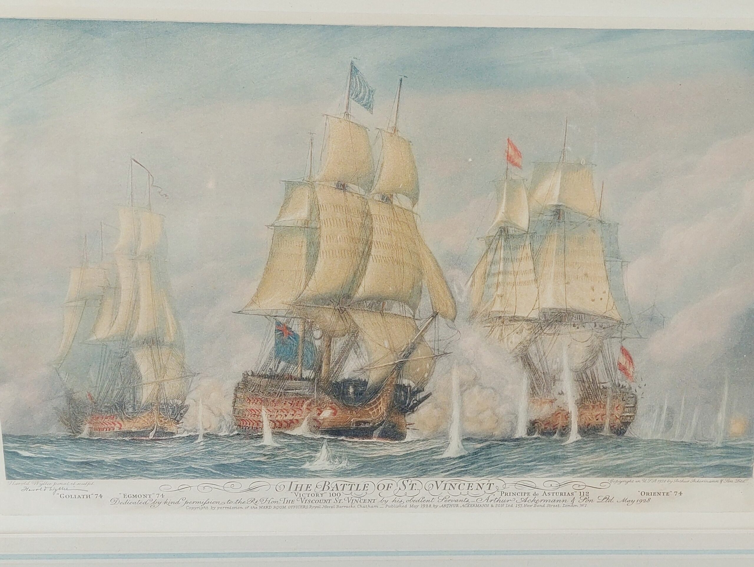 Artists Proof Etching Aquatint Colours Battle Of St. Vincent By Harold Wyllie - Image 10