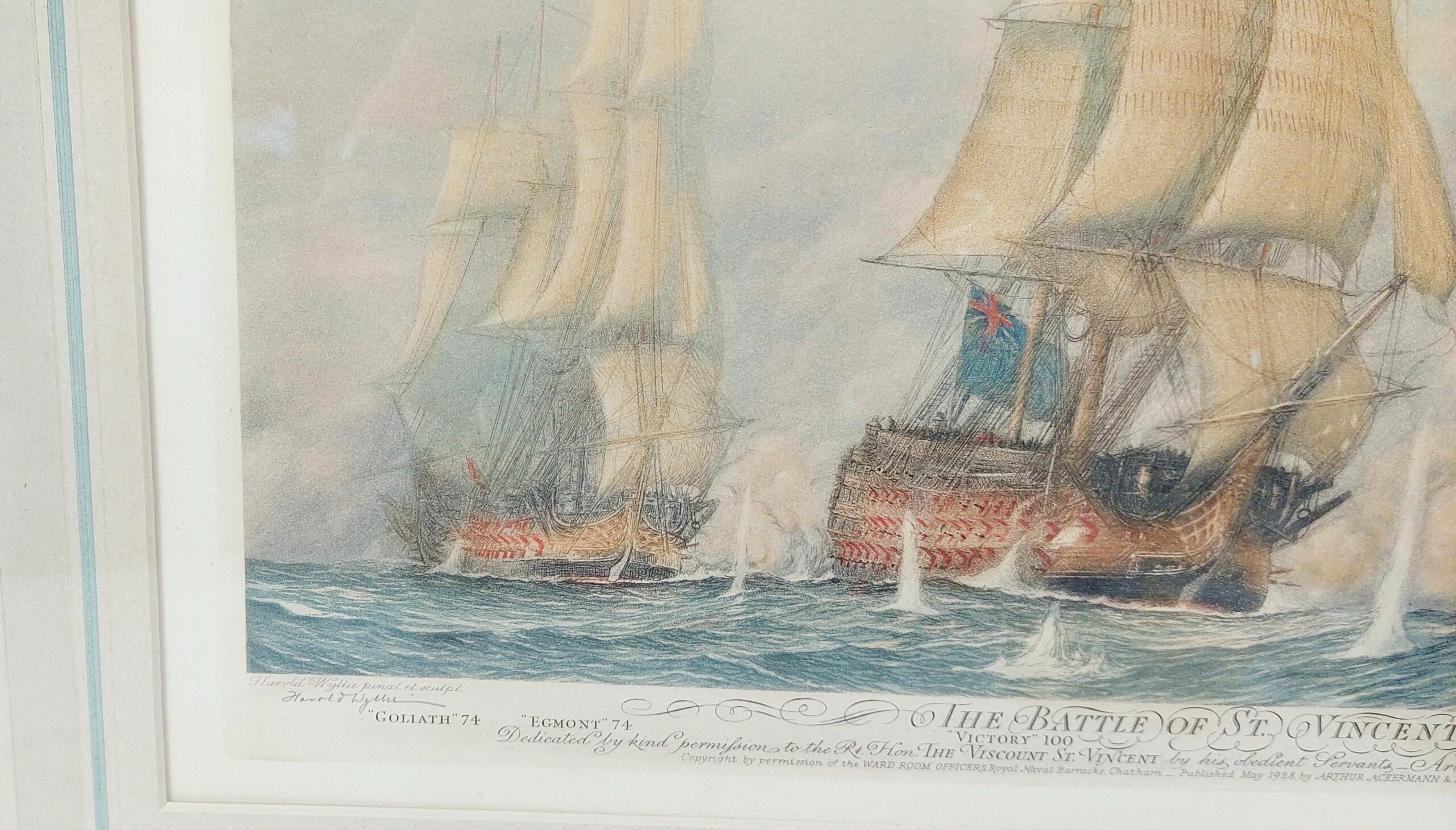 Artists Proof Etching Aquatint Colours Battle Of St. Vincent By Harold Wyllie - Image 7