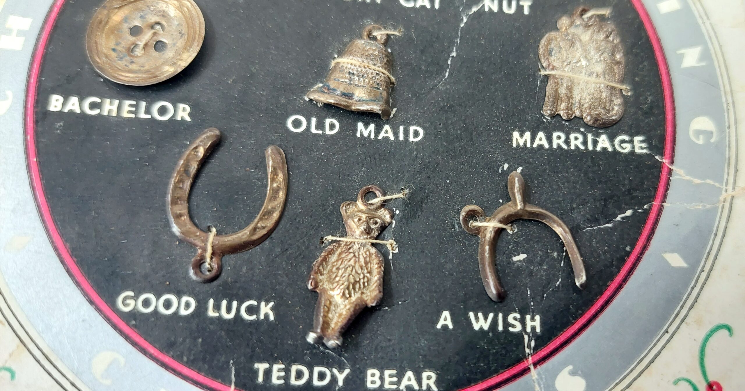 Set of 9 Sterling Silver Christmas Pudding Charms on Original Card c1950s * - Image 3
