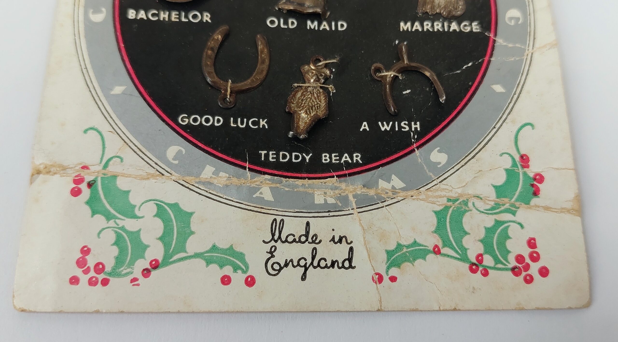 Set of 9 Sterling Silver Christmas Pudding Charms on Original Card c1950s * - Image 4