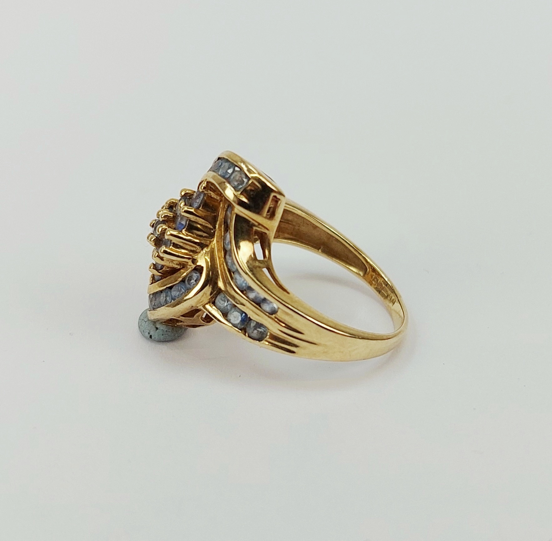9ct Yellow Gold Sapphire Cluster Ring UK Size K+, US 5.5 - Image 2
