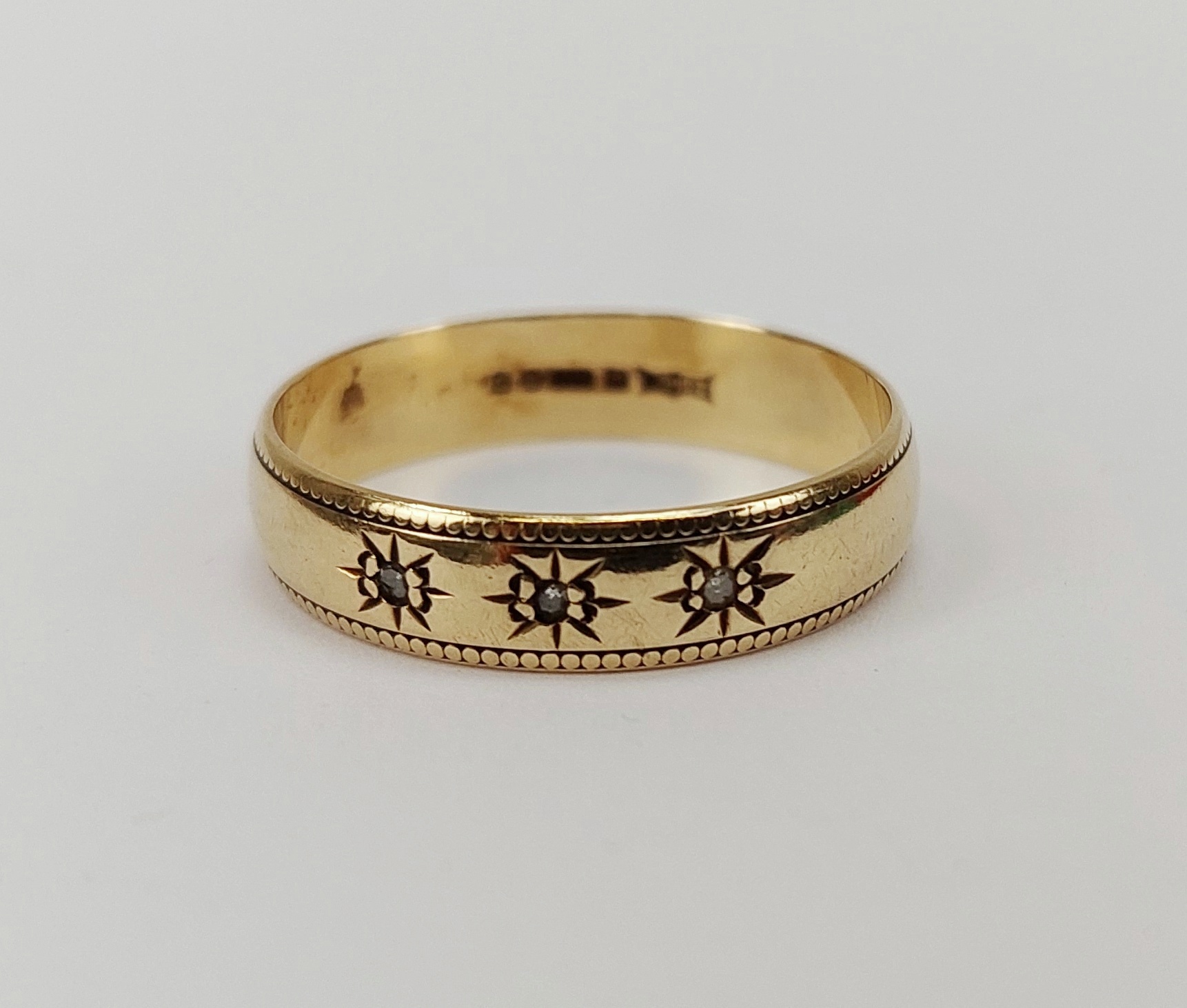 9ct Yellow Gold Diamond Band Ring UK Size Q+, US 8.5