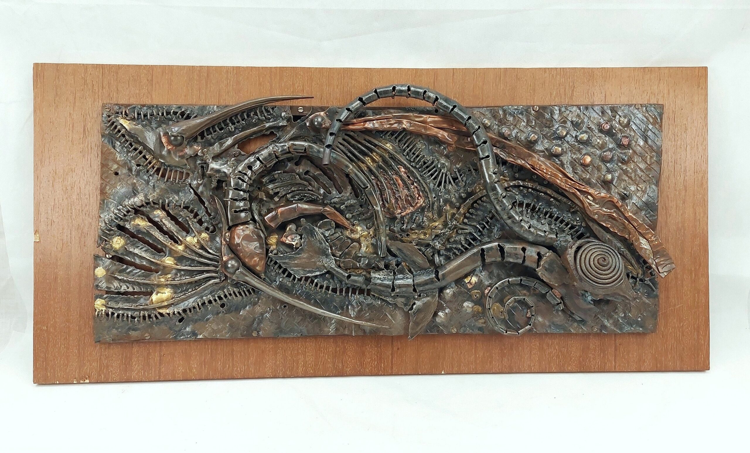 Large Abstract Copper Seascape Wall Hanging Sculpture - Image 9