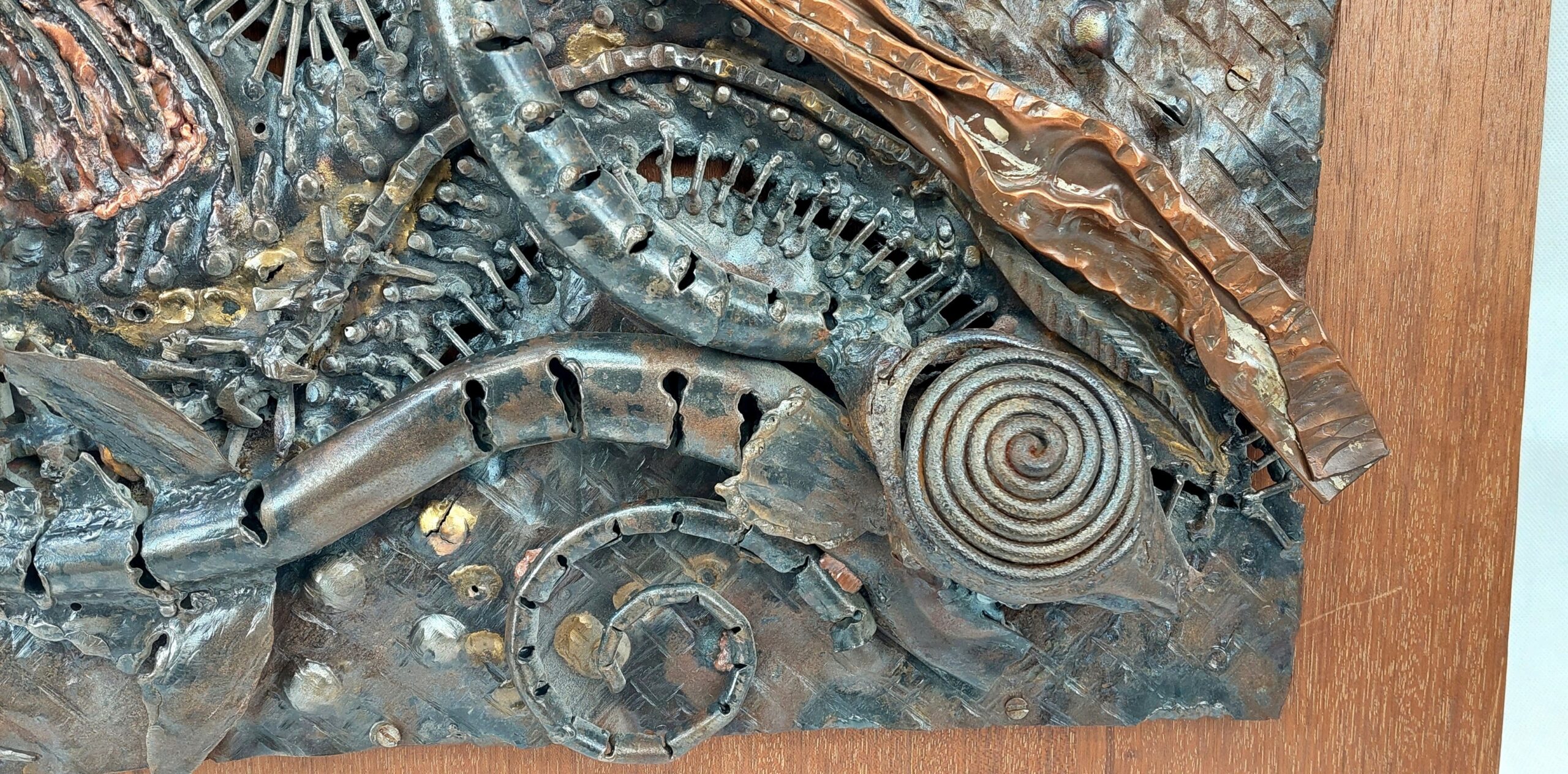 Large Abstract Copper Seascape Wall Hanging Sculpture - Image 8