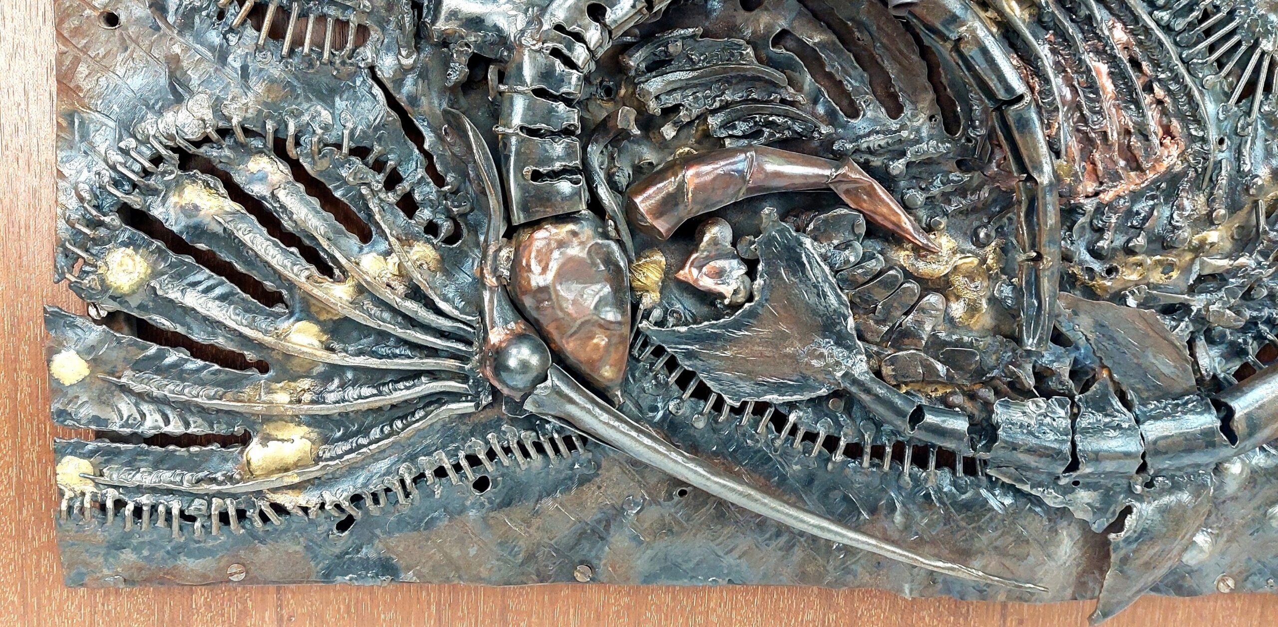 Large Abstract Copper Seascape Wall Hanging Sculpture - Image 7
