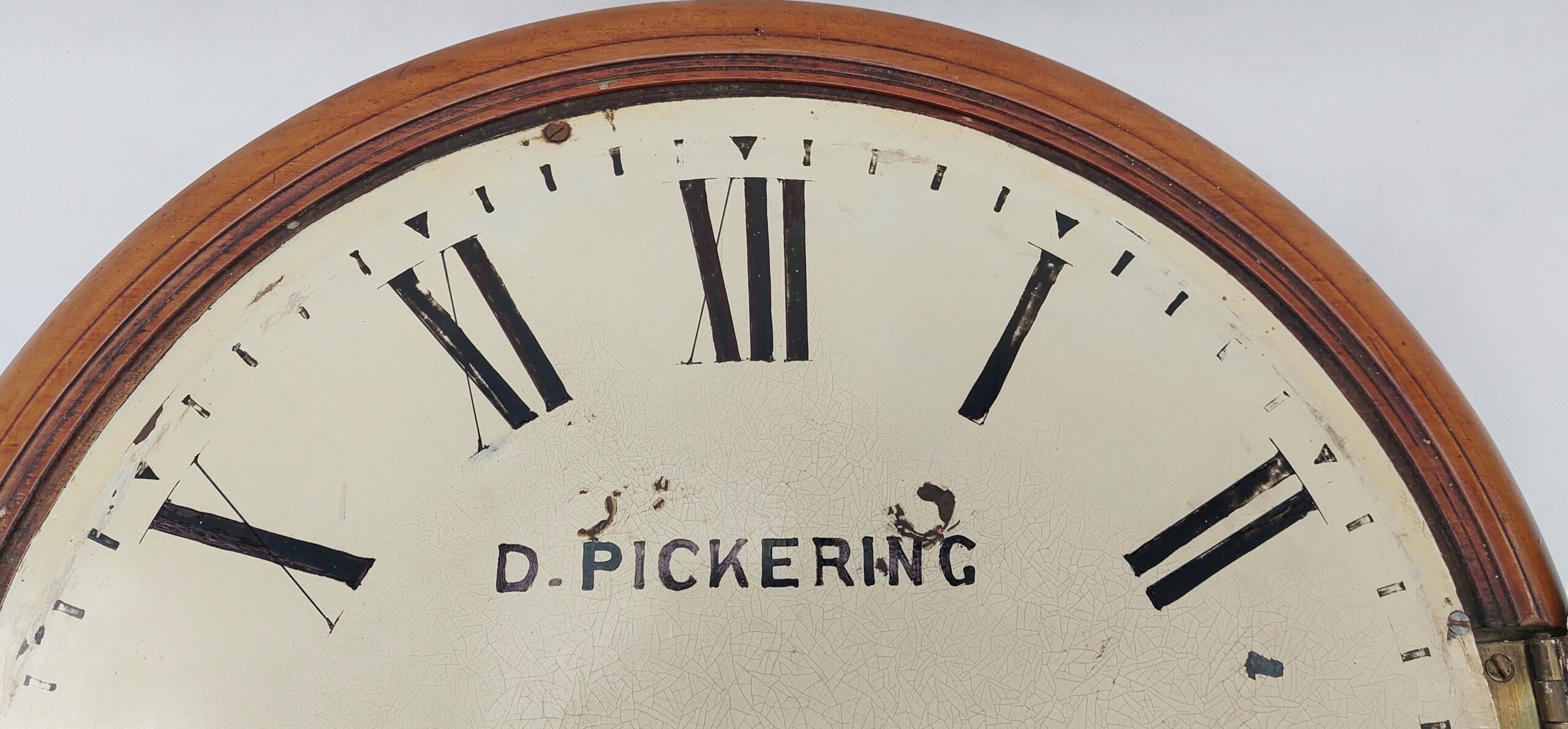 Late 19th Century Large 14 Inch Round Dial Chain Fusee Oak Wall Clock - Image 4