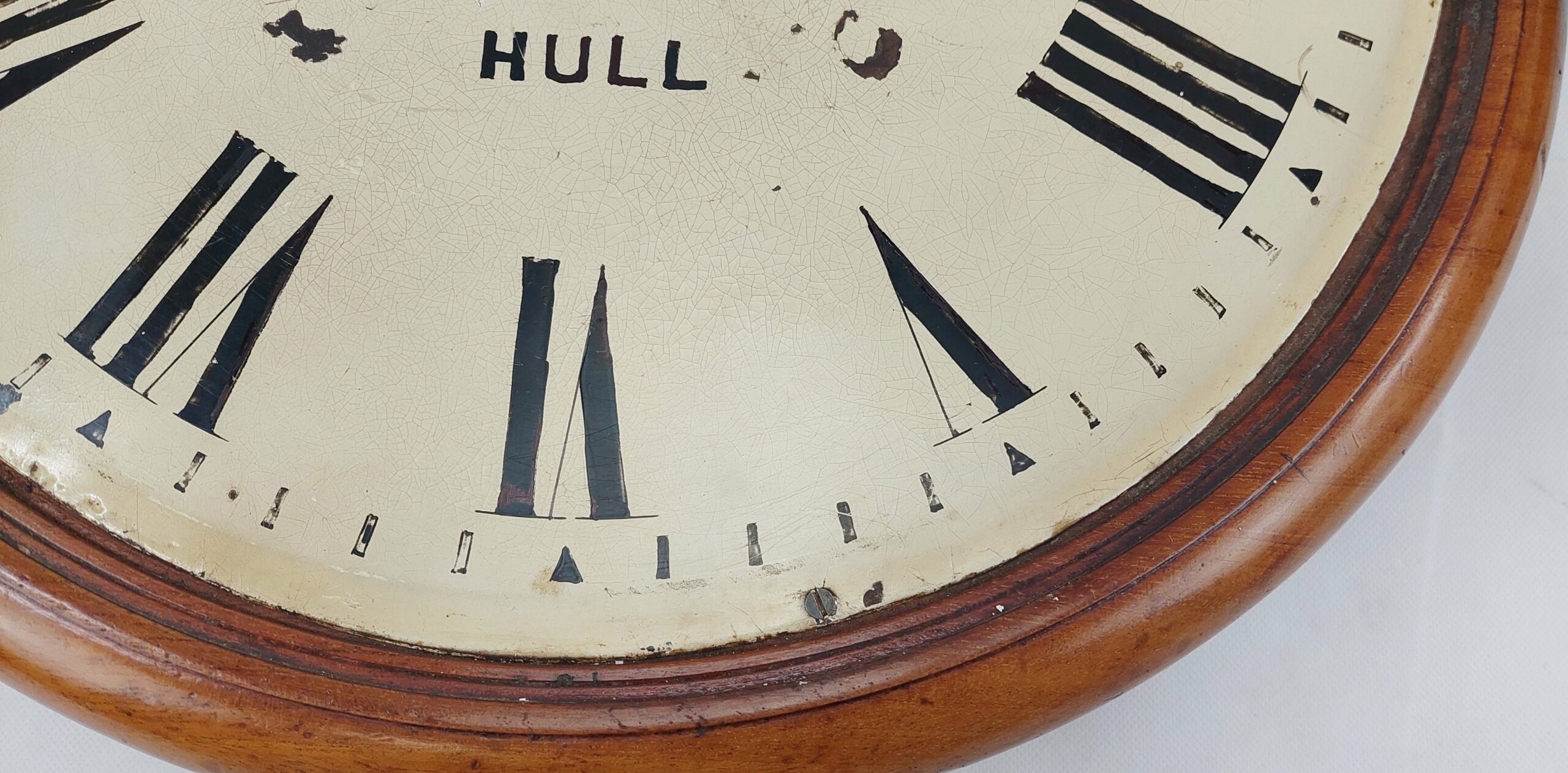 Late 19th Century Large 14 Inch Round Dial Chain Fusee Oak Wall Clock - Image 5