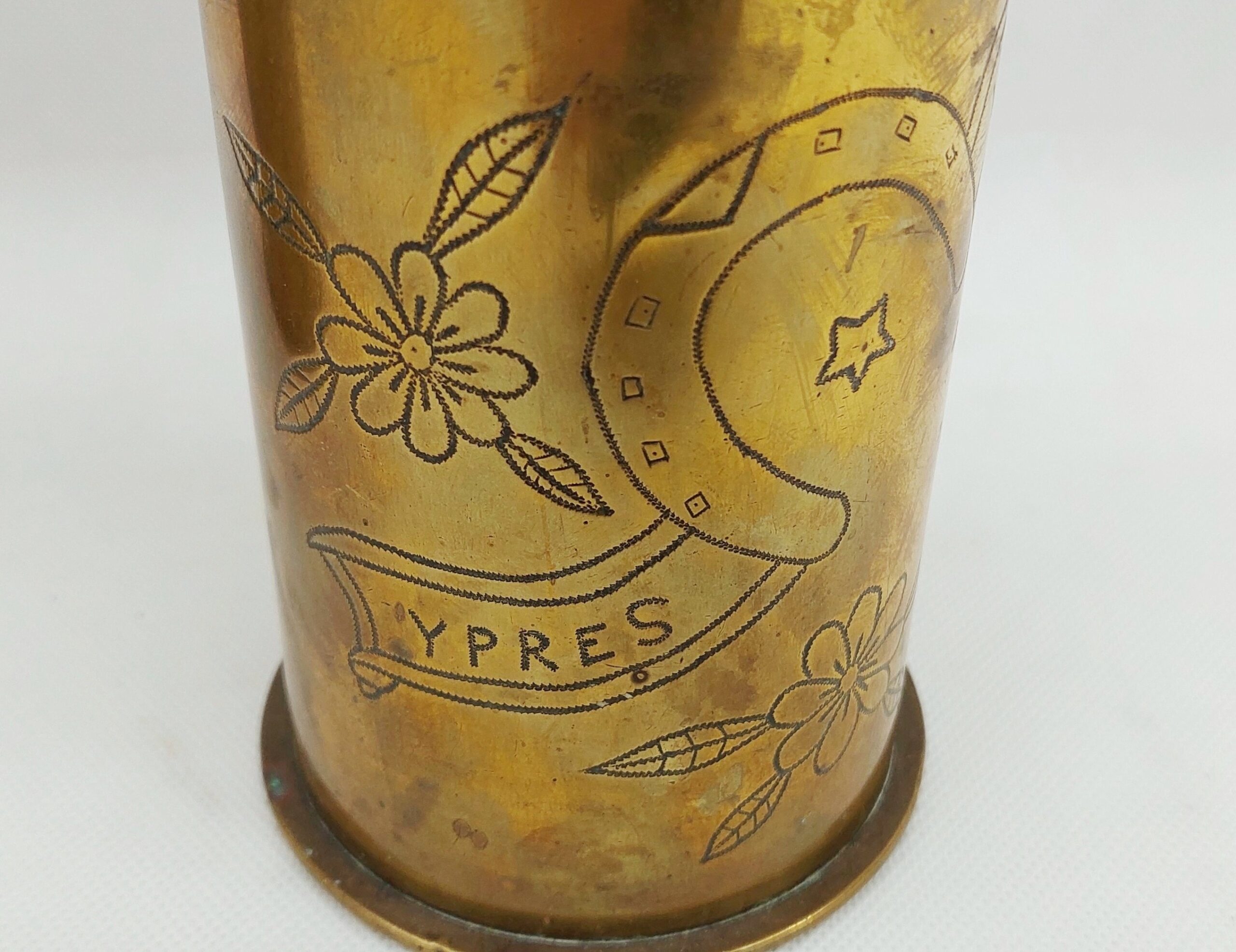 WW1 1915 And 1917 Trench Art 75mm Shell Case Pair - Image 7