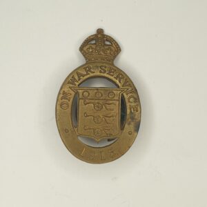 WW1 Brass On War Service Badge Of The Ordnance Corps Button Hole Badge