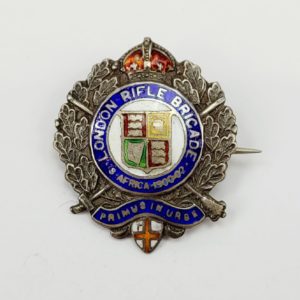 WW1 London Rifle Brigade Sterling Silver And Enamel Sweetheart Badge