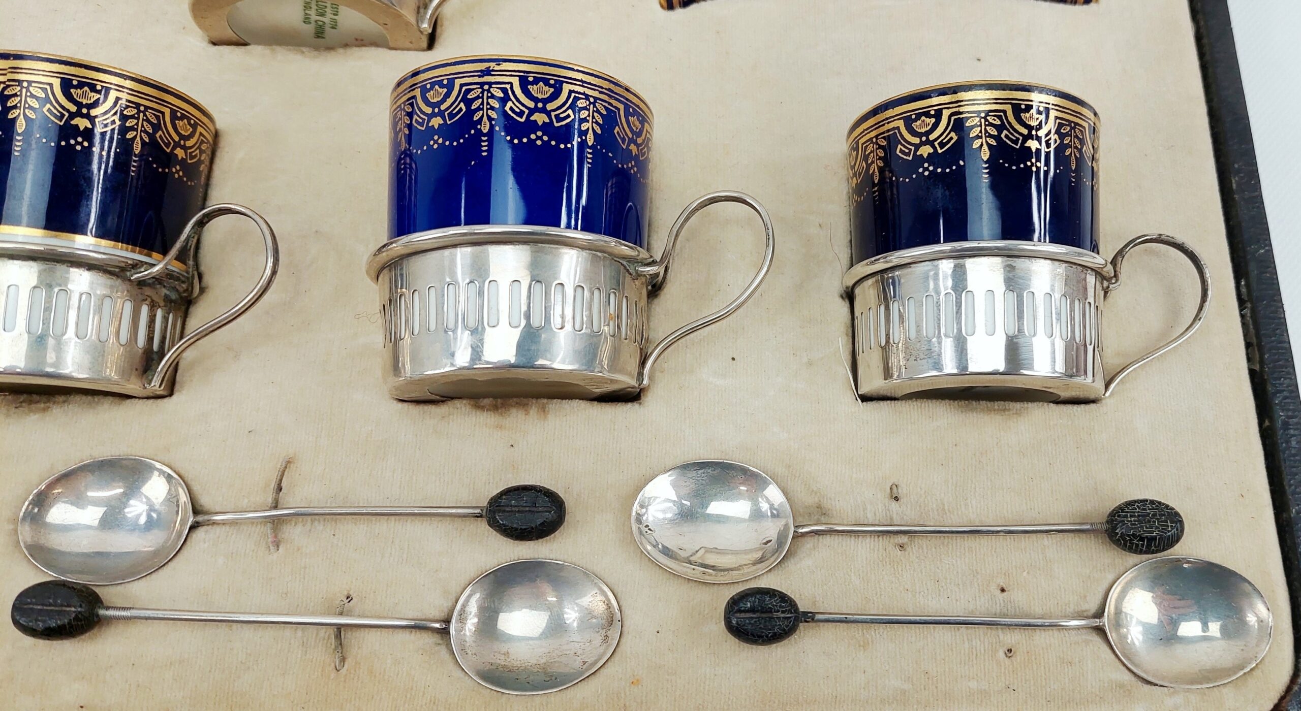 Cased Cauldron China Silver Mounted Coffee Service 1931 For Six - Image 6
