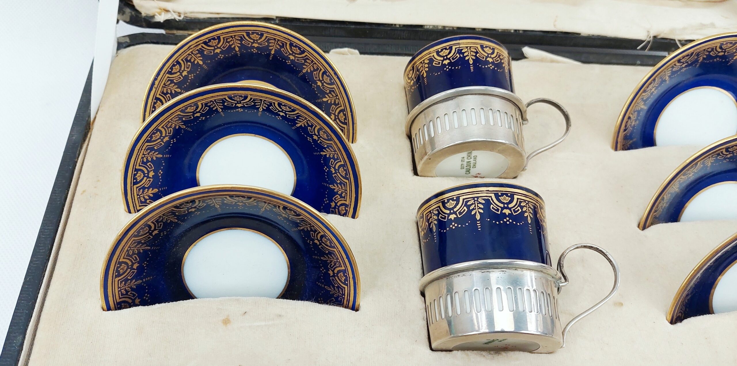 Cased Cauldron China Silver Mounted Coffee Service 1931 For Six - Image 3
