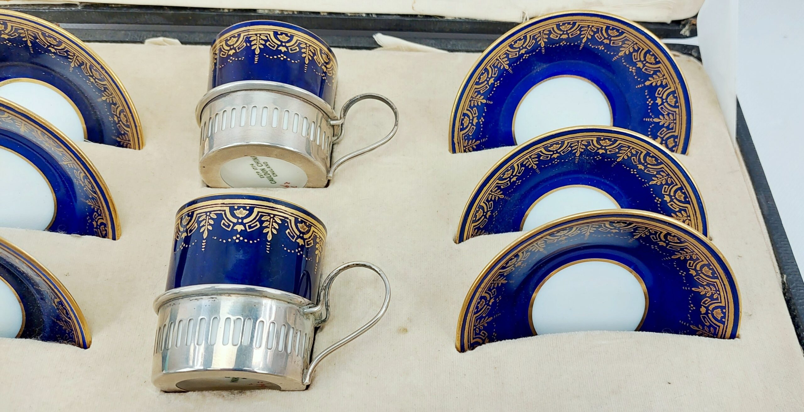 Cased Cauldron China Silver Mounted Coffee Service 1931 For Six - Image 5