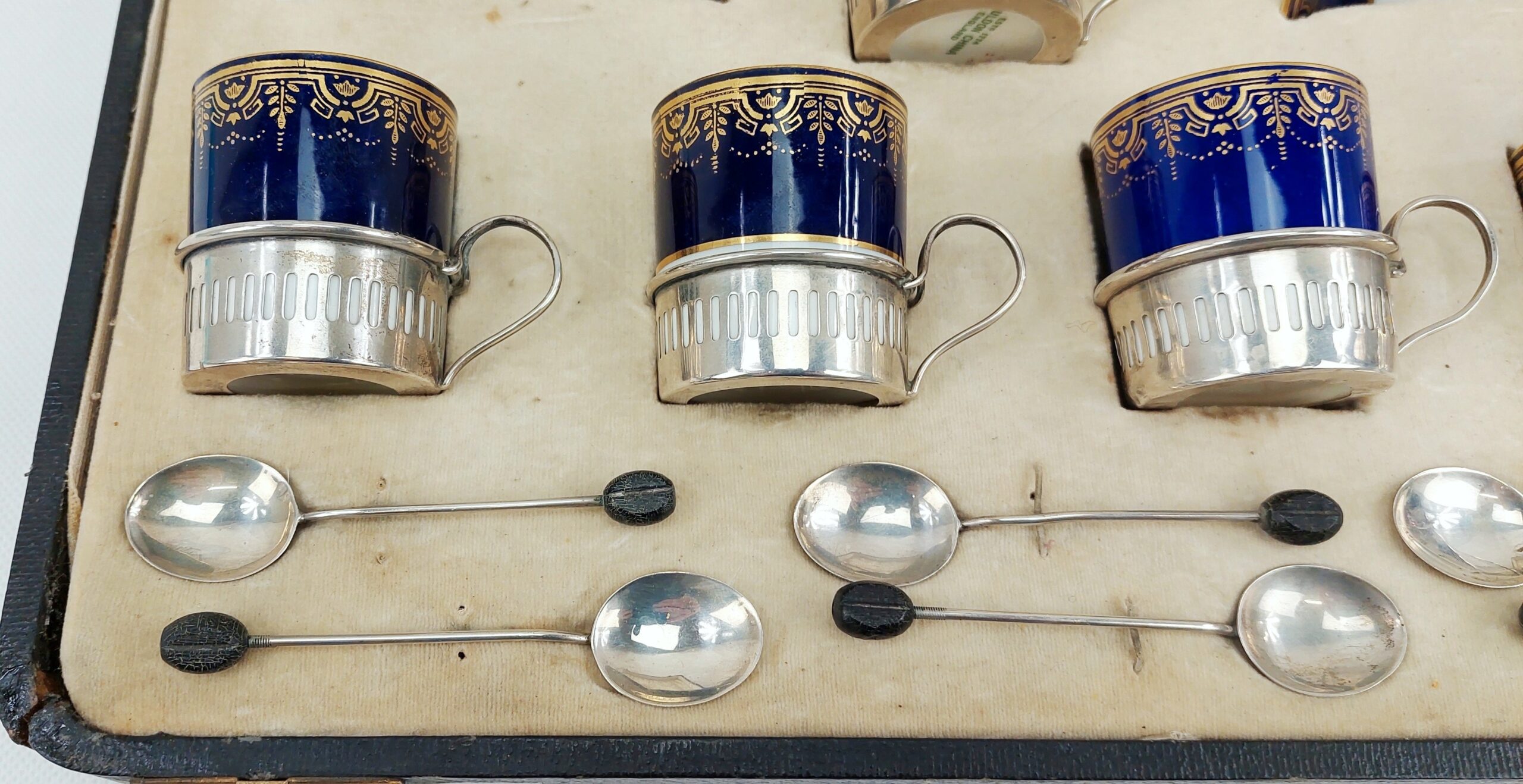 Cased Cauldron China Silver Mounted Coffee Service 1931 For Six - Image 4