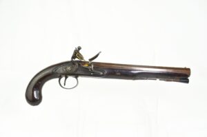 A Fine Damascus Barrel Duelling Flintlock By Bass Of London