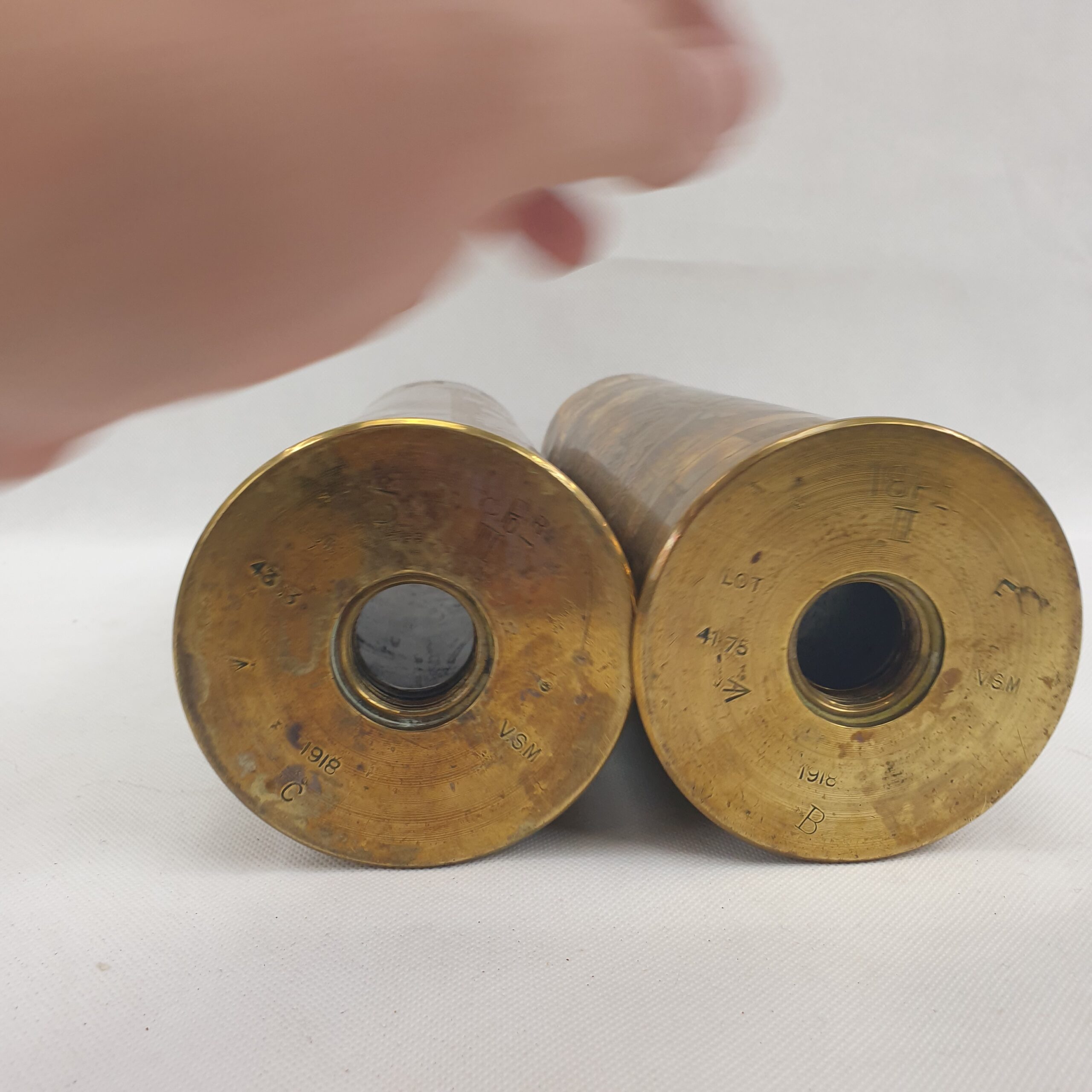 Fine Pair Of 1923 Trench Art Made From 18 Pounder 1918 Dated Shell Cases With Birds - Image 11