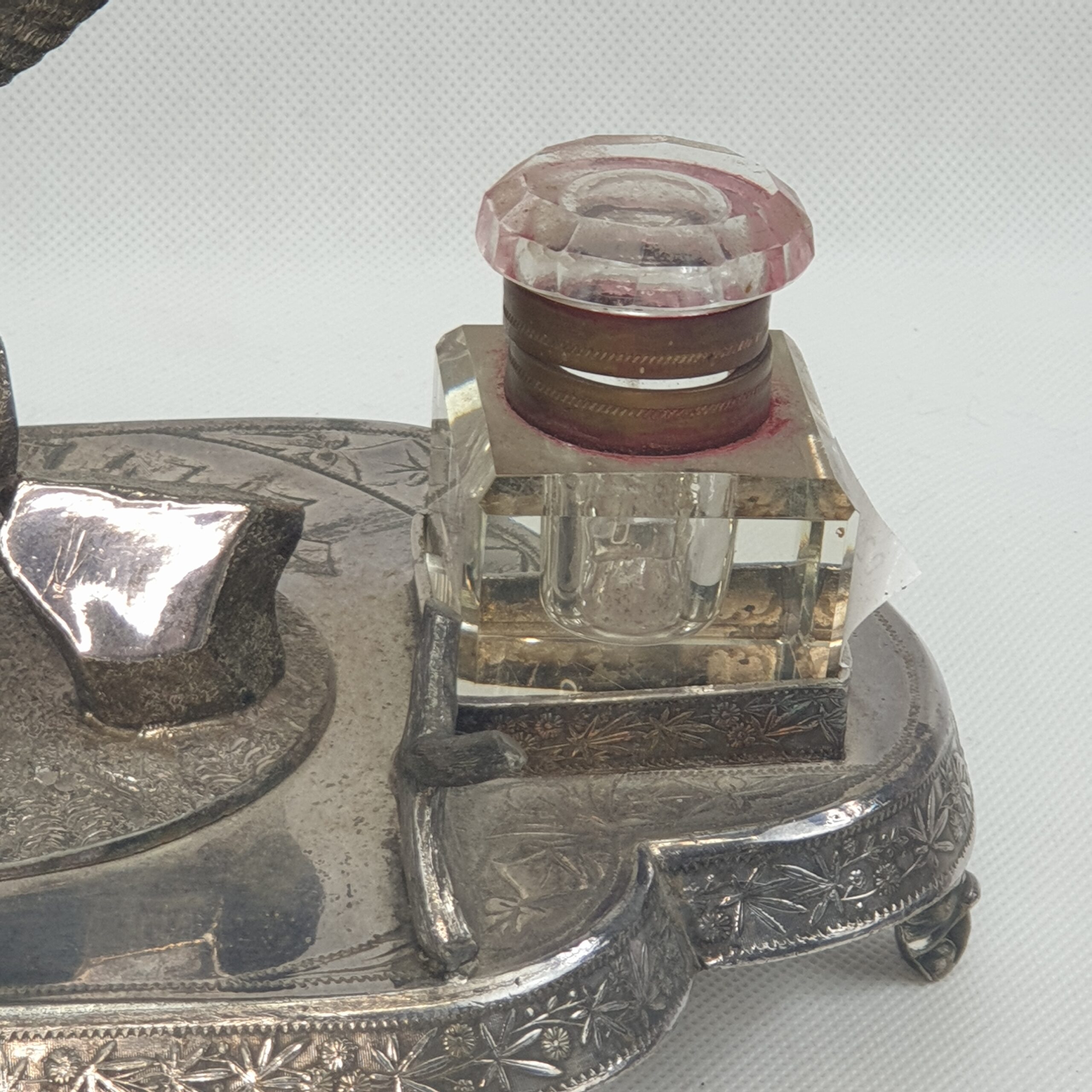 Fine Victorian Silver Plated James Deakin & Sons Inkstand With Twin Inkwells With Eagle Centrepiece - Image 8