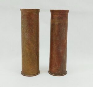 Pair Of Engraved 2 Pounder 1916 Nieuport And Dicmide Trench Art Vases
