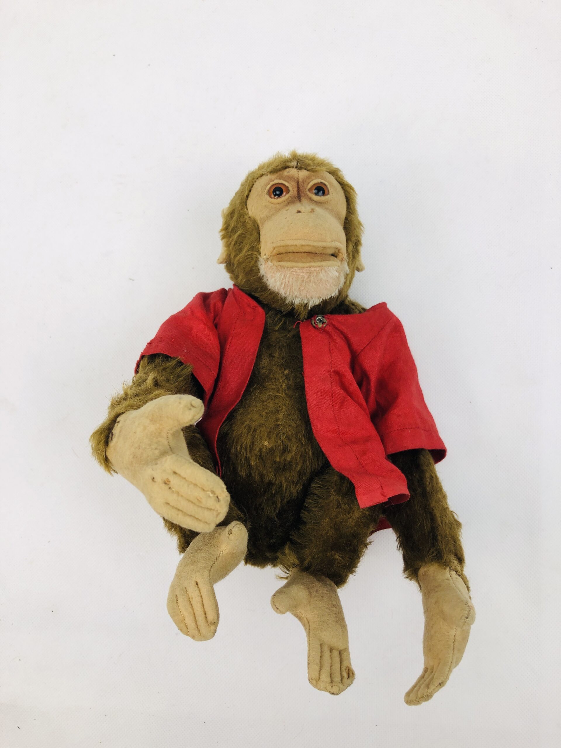 Circa 1930 Steiff Jocko Monkey In A Red Jacket With Button Ear And Glass Eyes - Image 2