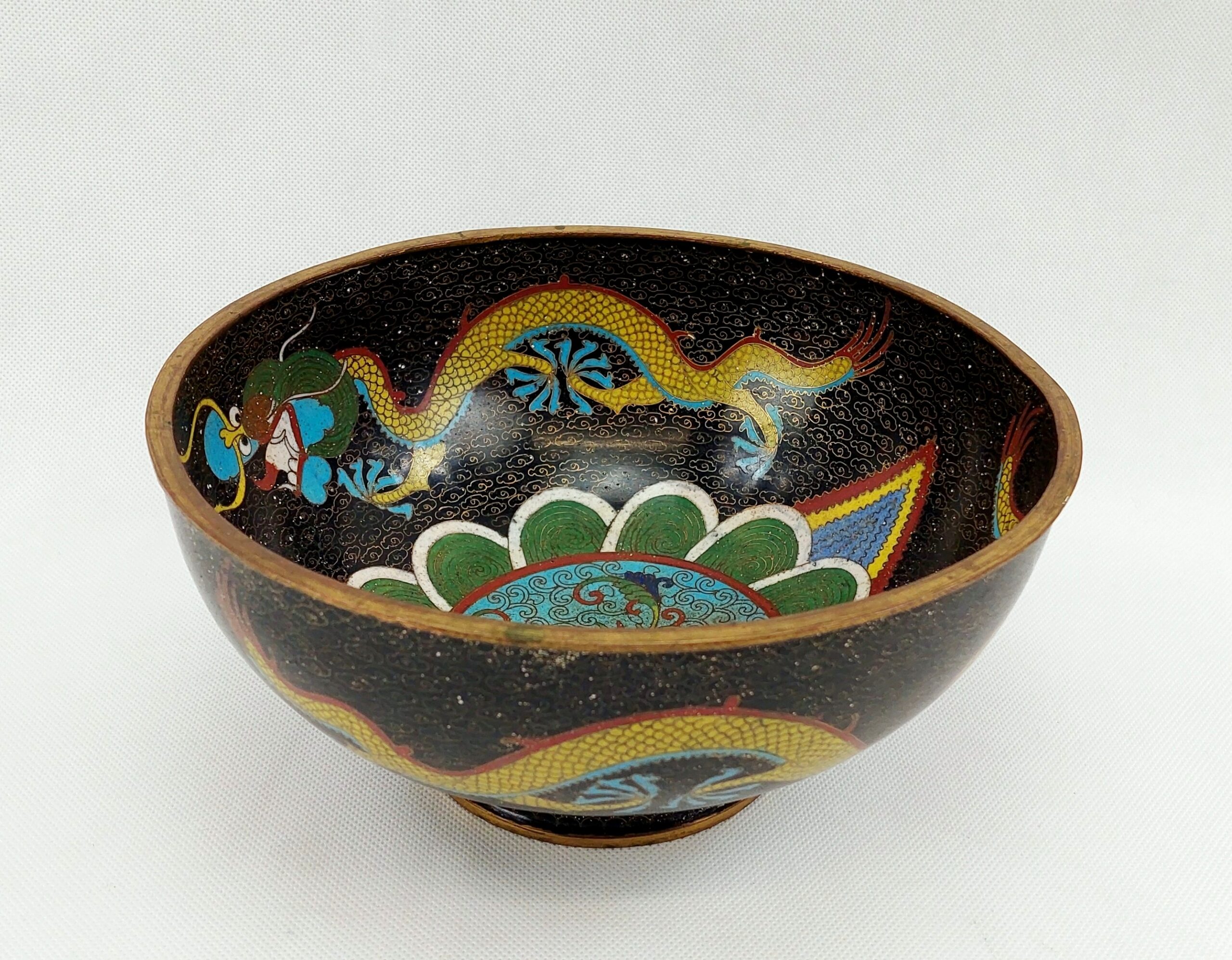 c1900 Chinese Cloisonné Dragon Bowl