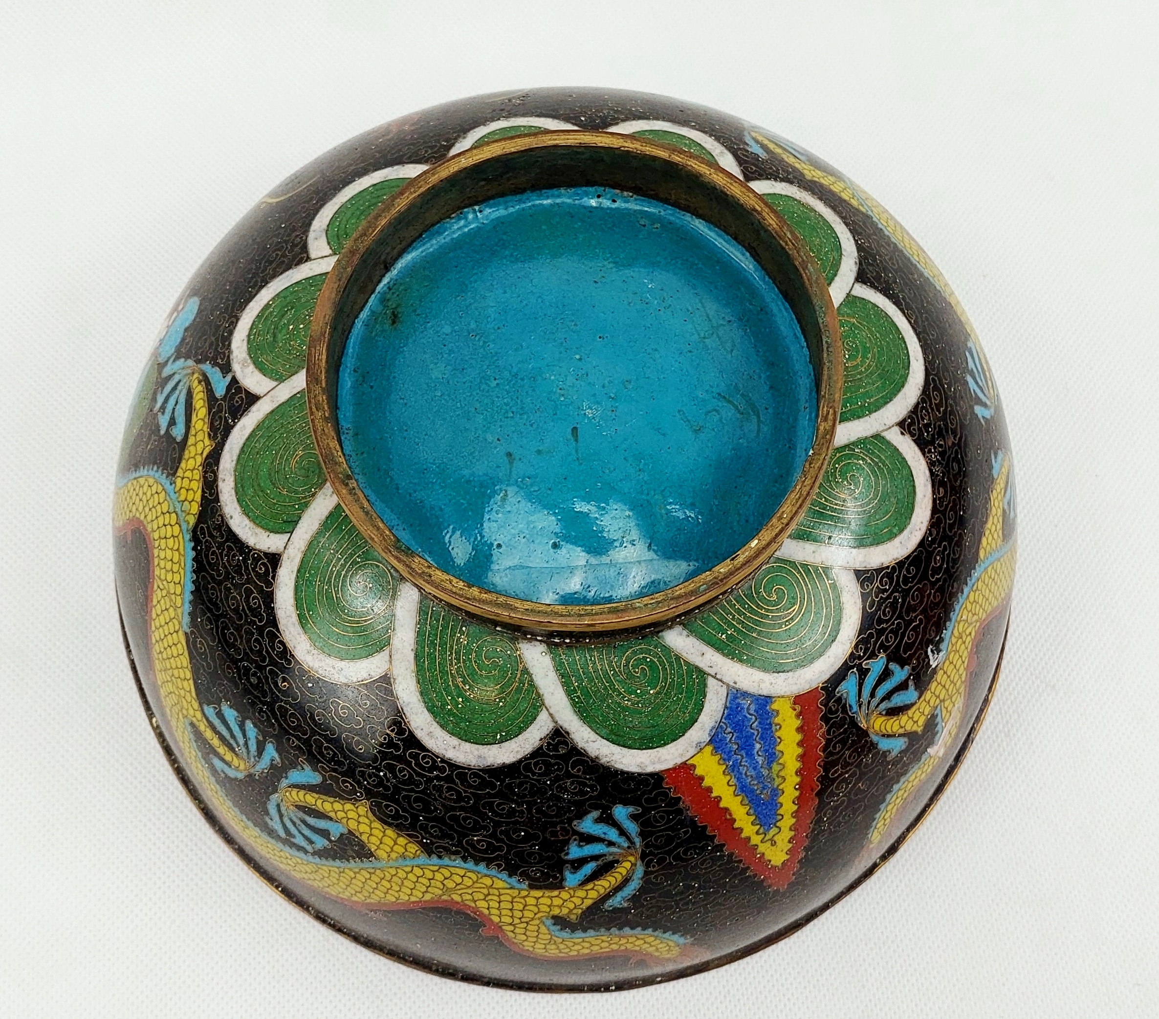 c1900 Chinese Cloisonné Dragon Bowl - Image 10