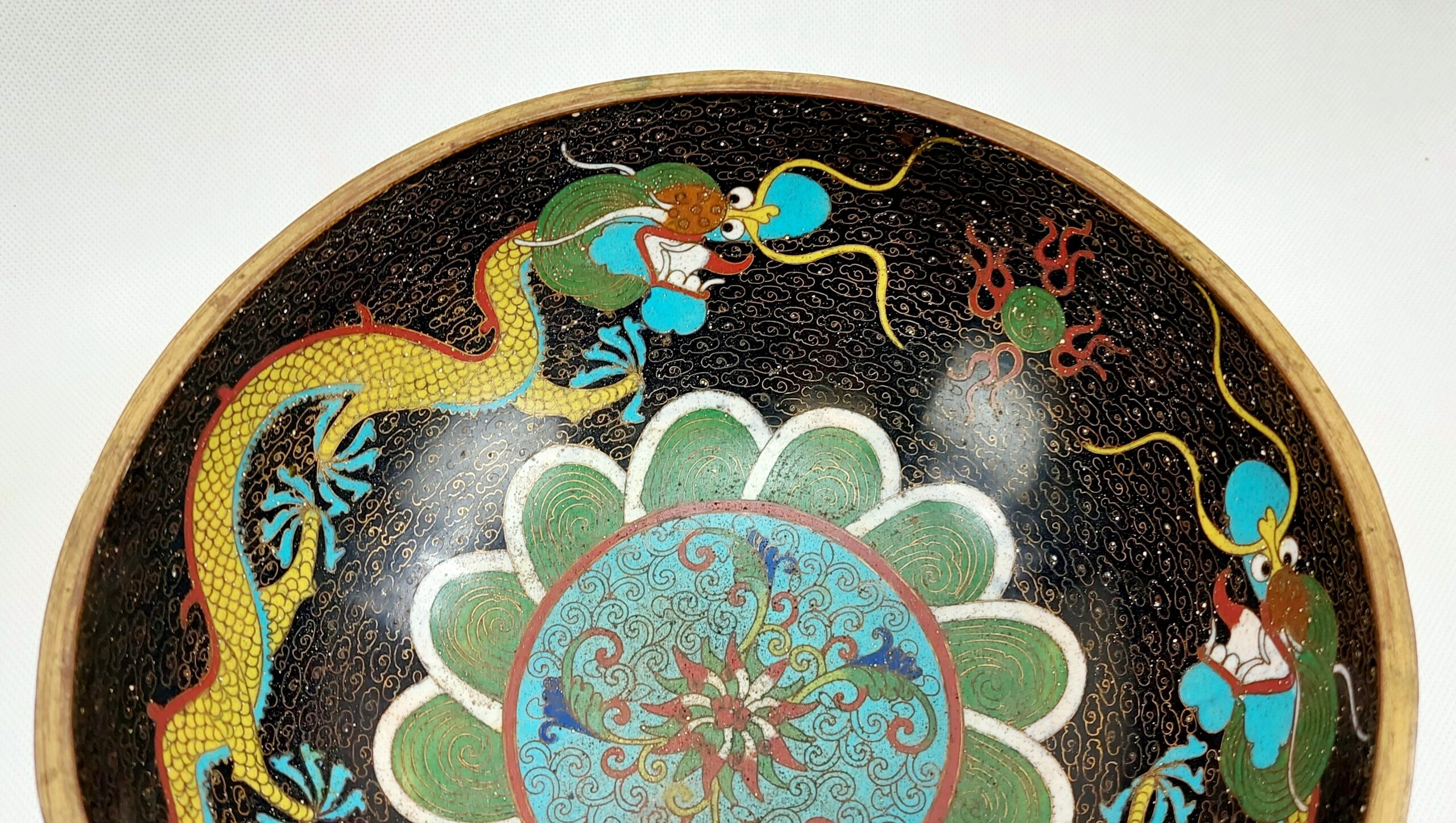 c1900 Chinese Cloisonné Dragon Bowl - Image 3