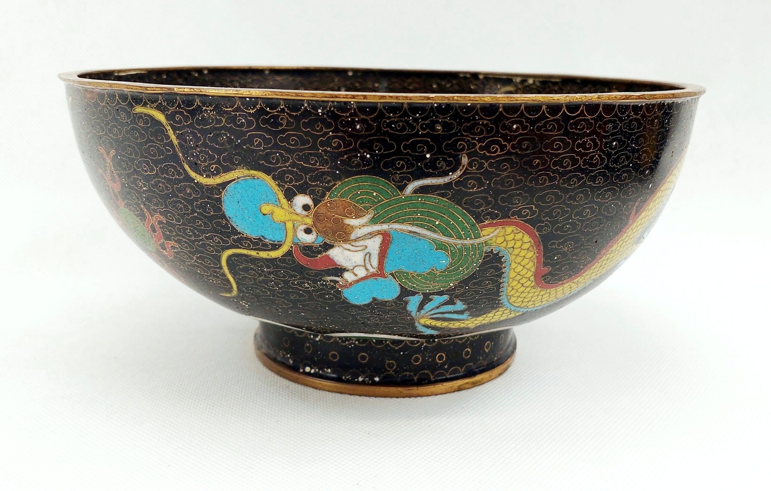 c1900 Chinese Cloisonné Dragon Bowl - Image 5