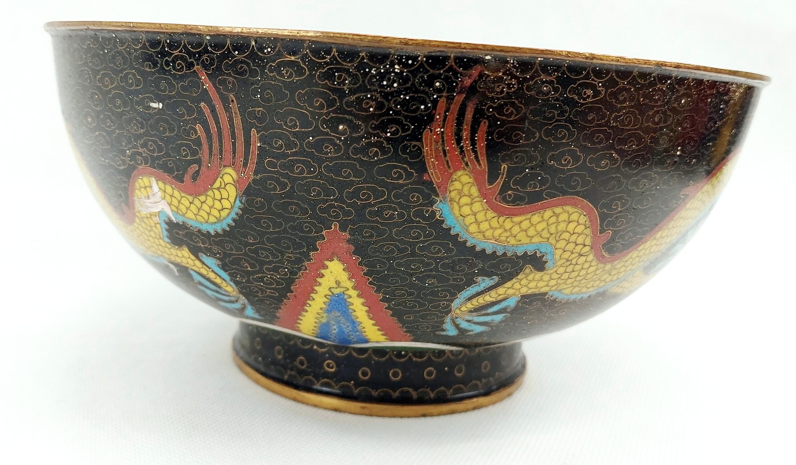 c1900 Chinese Cloisonné Dragon Bowl - Image 6