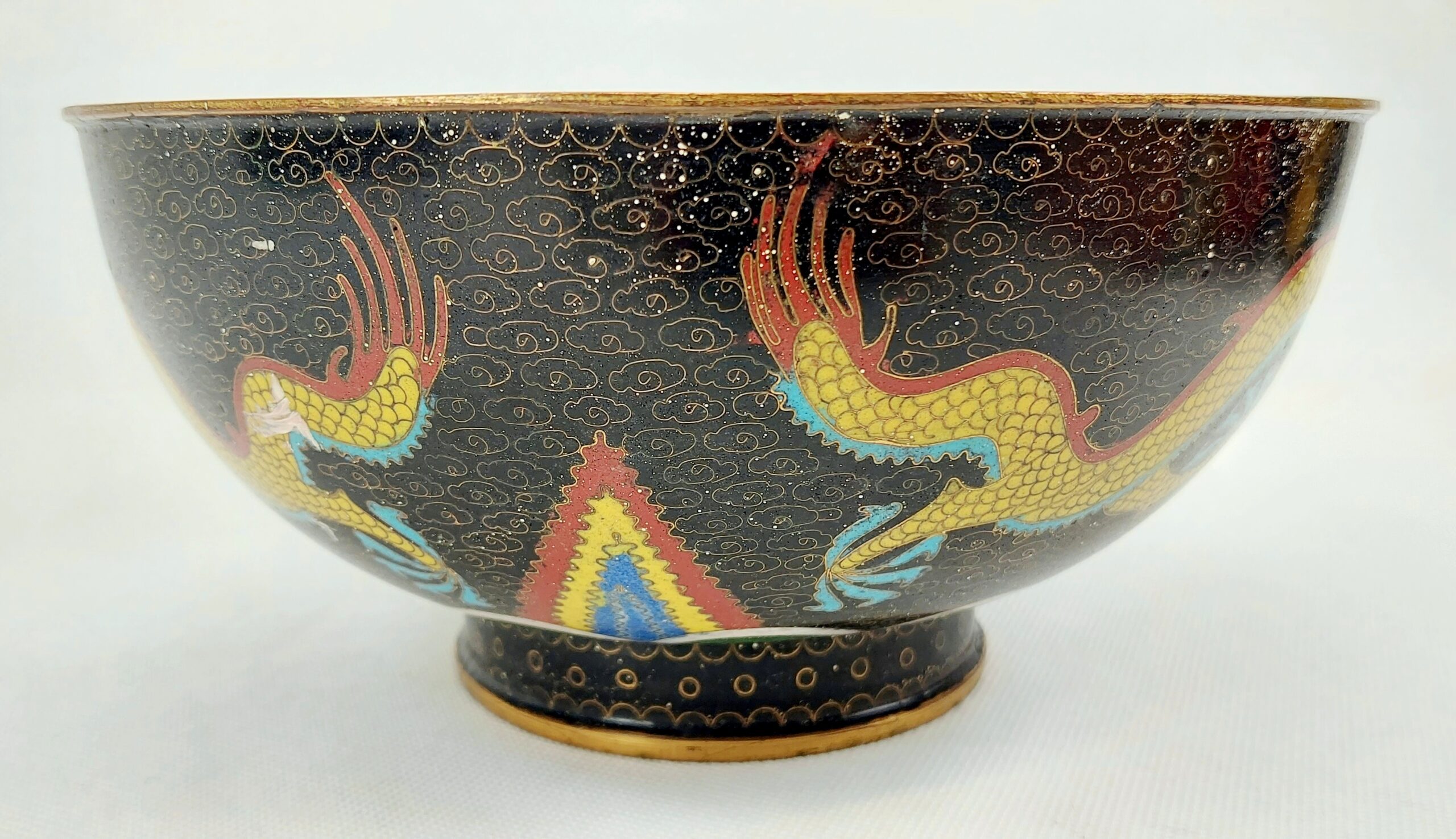 c1900 Chinese Cloisonné Dragon Bowl - Image 7