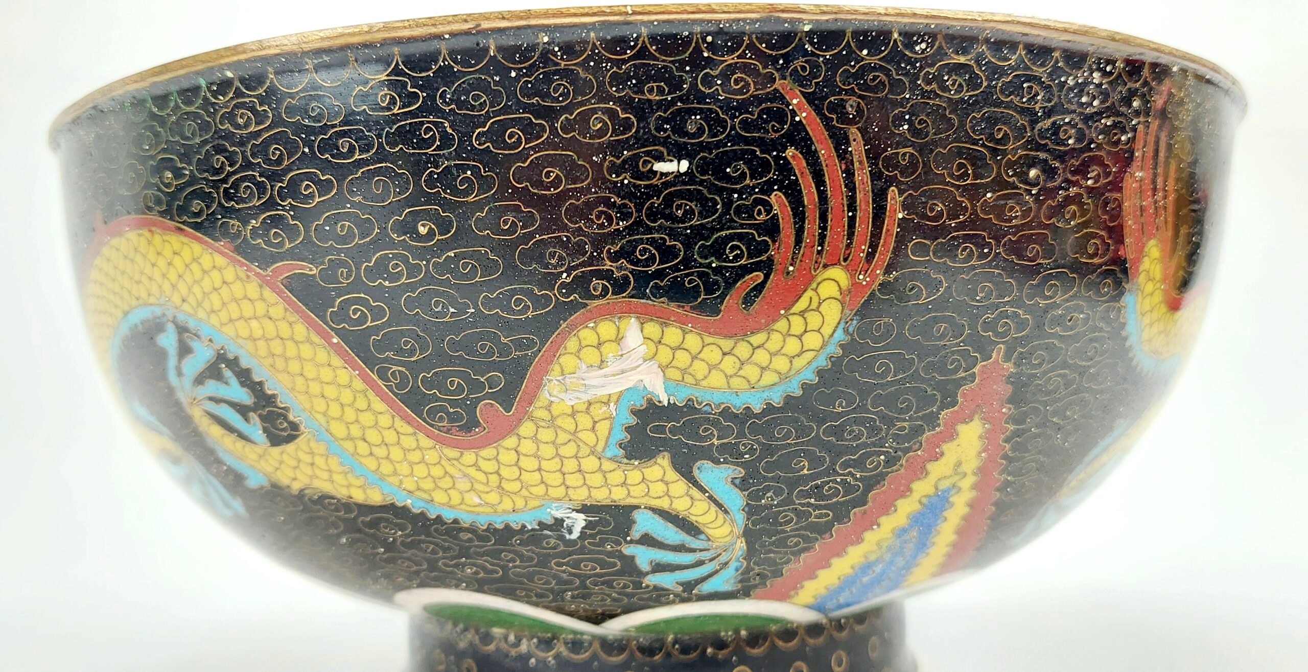 c1900 Chinese Cloisonné Dragon Bowl - Image 8