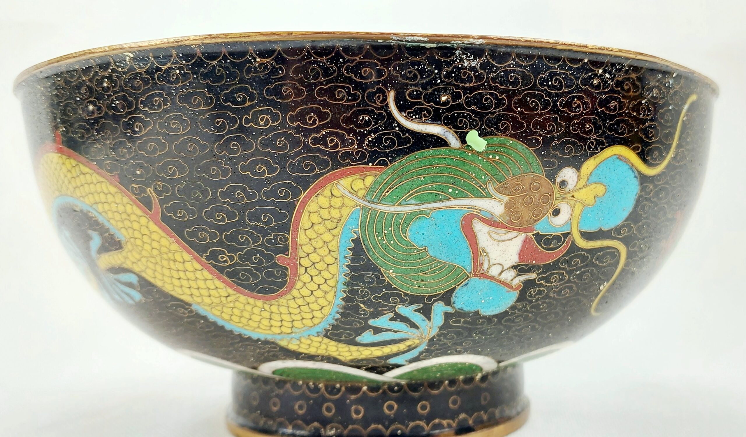 c1900 Chinese Cloisonné Dragon Bowl - Image 9
