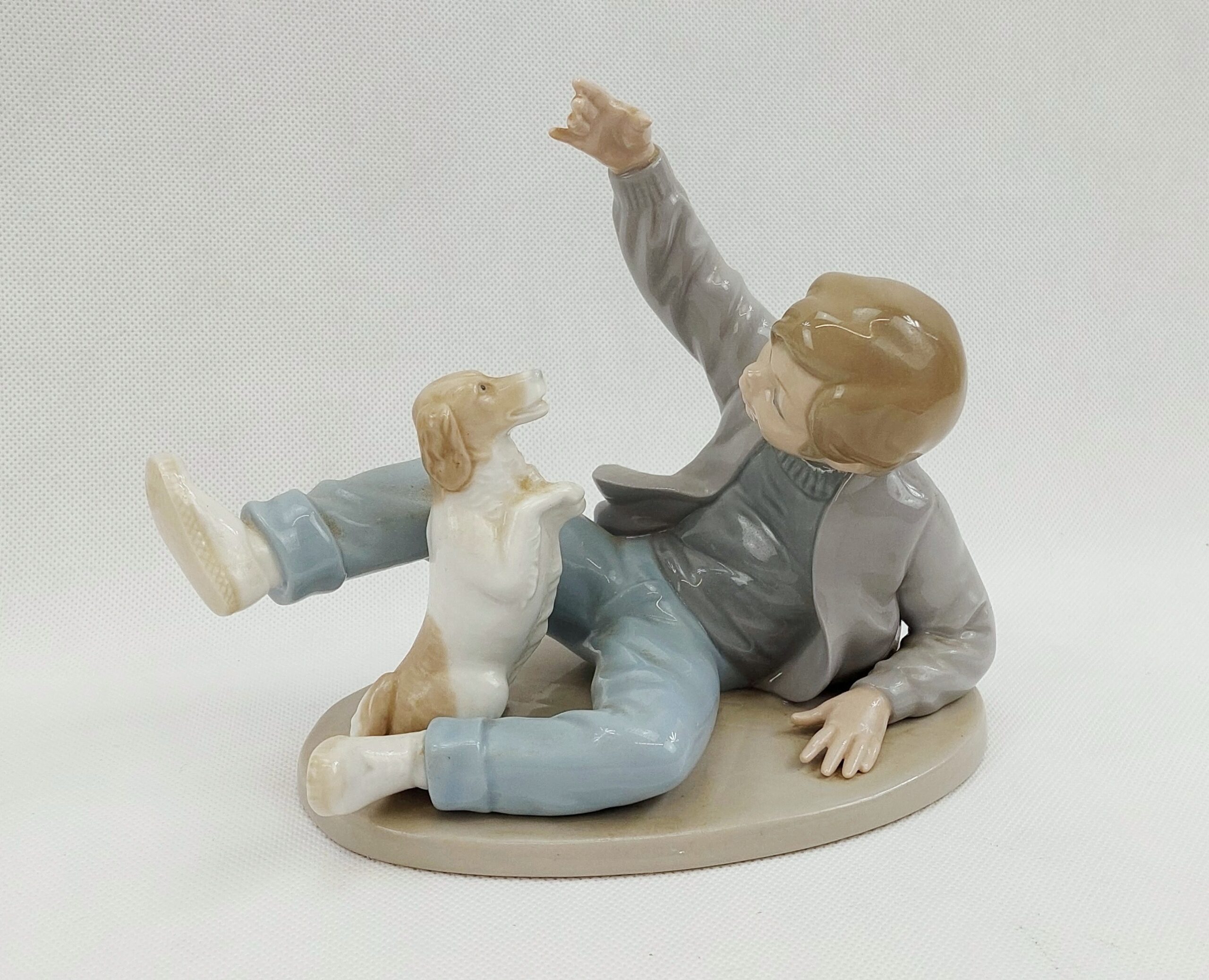 Nao By LLadro 0278 Boy Playing With Dog Figurine