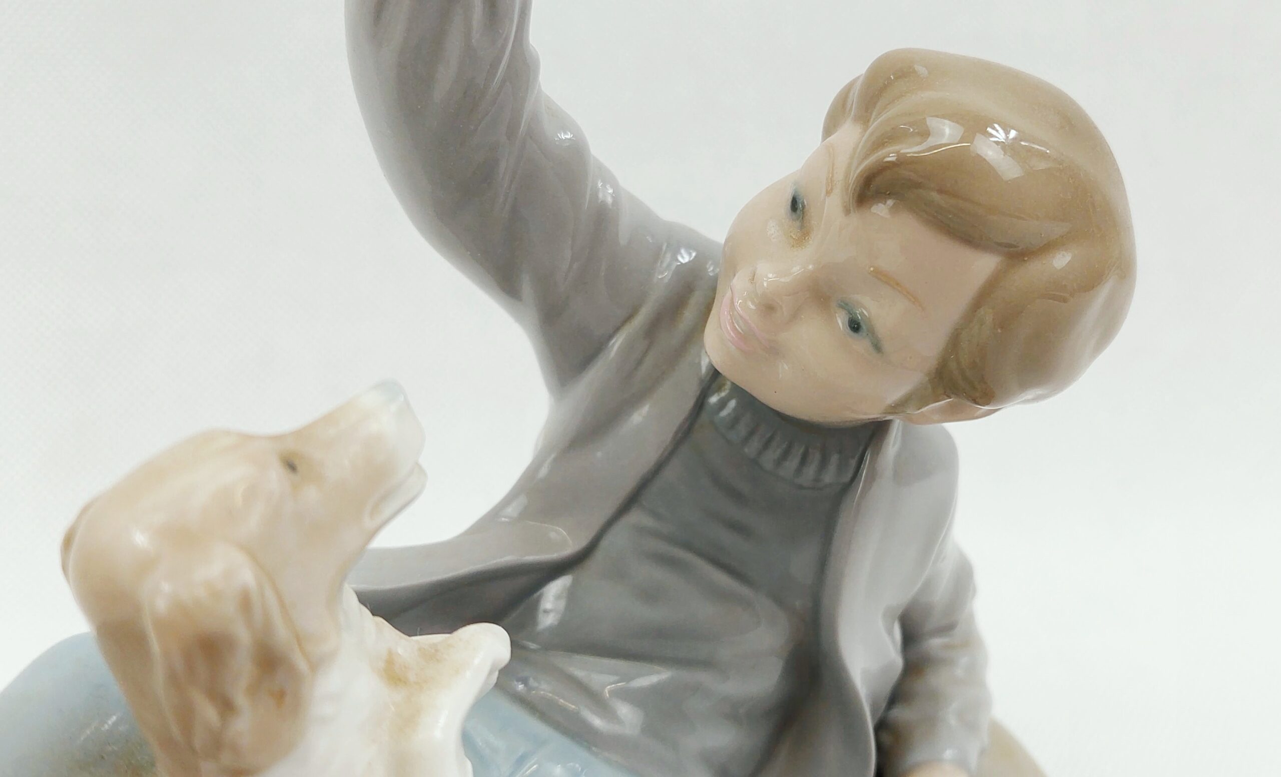 Nao By LLadro 0278 Boy Playing With Dog Figurine - Image 3