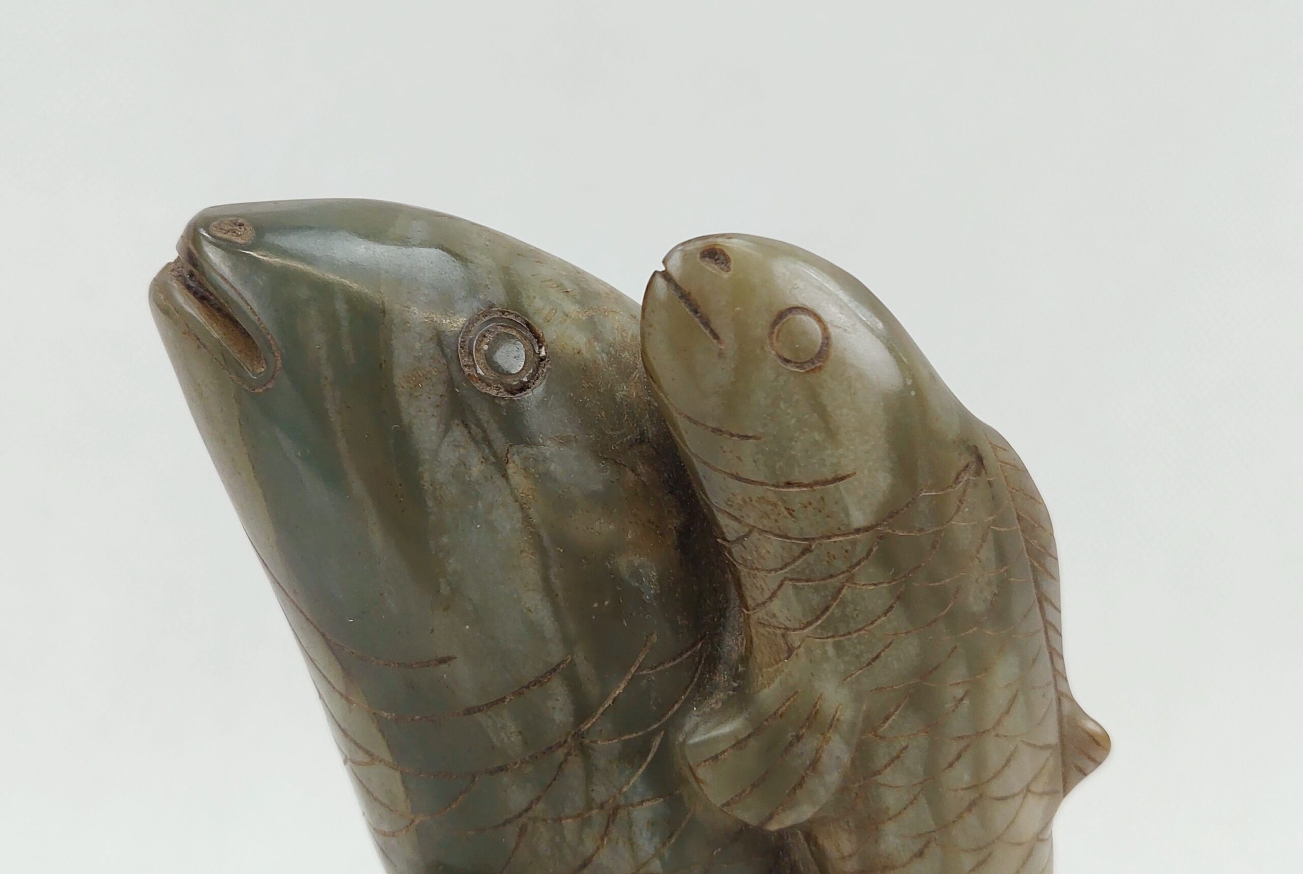 Chinese Qing Dynasty Nephrite Jade Carving Of Two Carp - Image 3